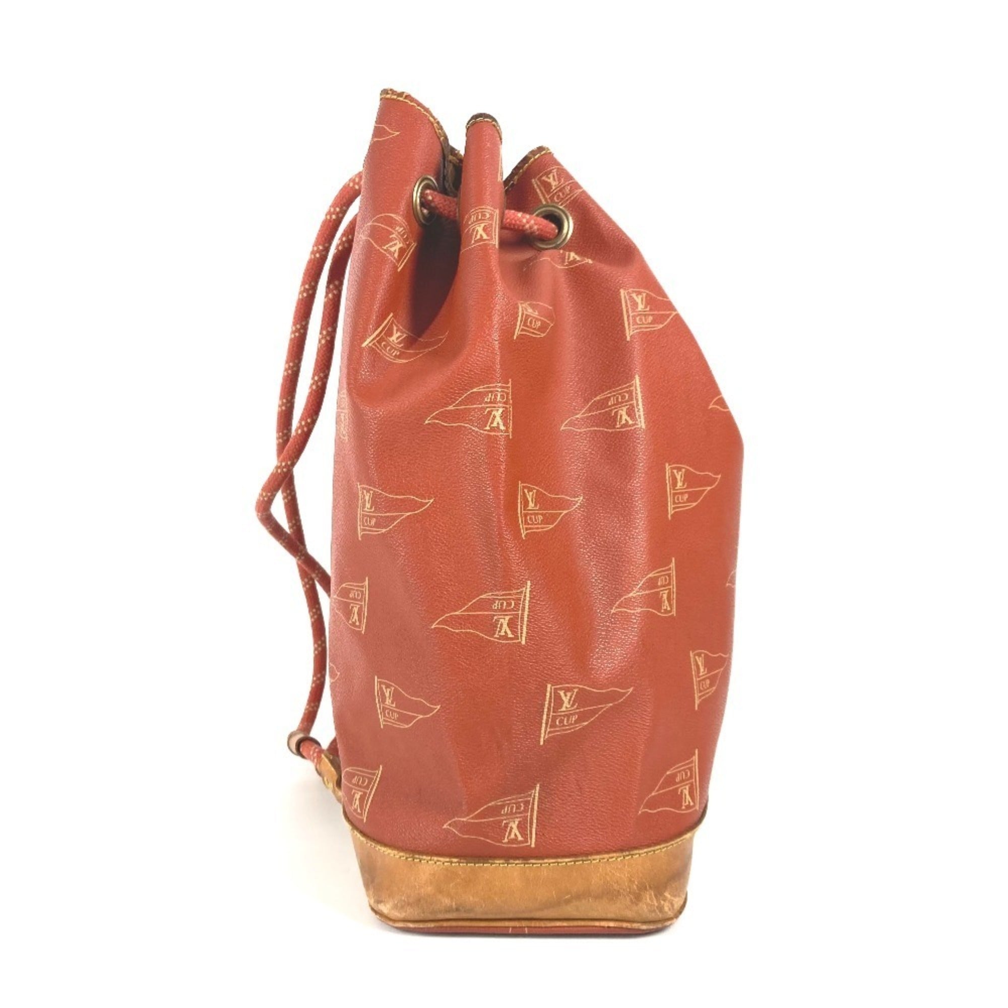 Louis Vuitton Orange Leather Canvas Shoulder Bag (Pre-Owned)