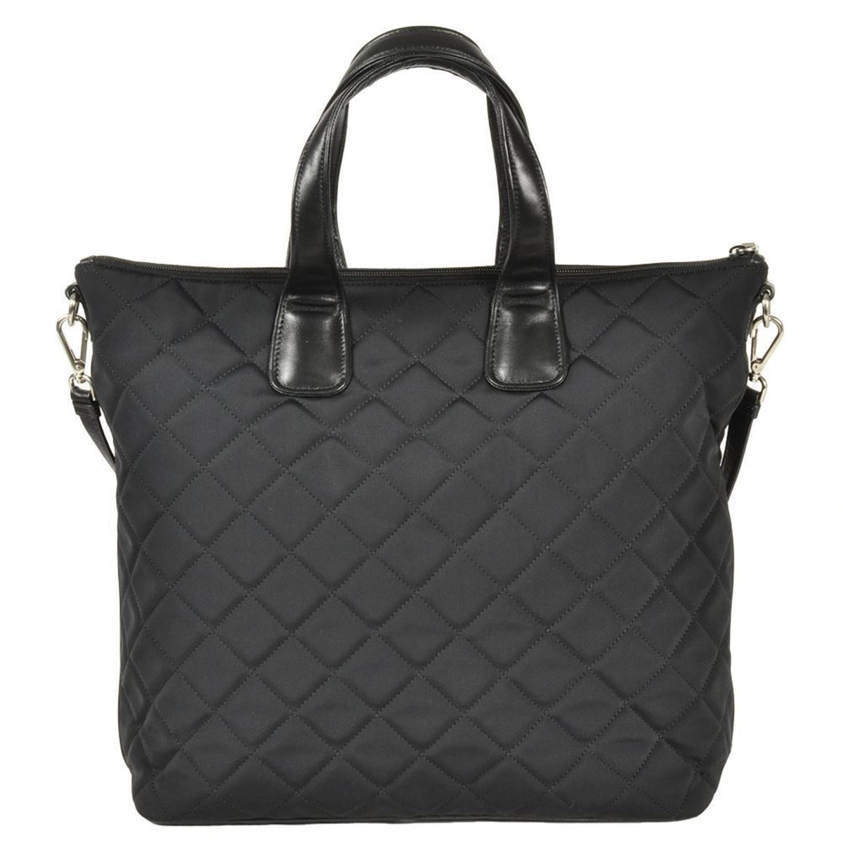 Prada Black Nylon Leather Tote Bag (Pre-Owned)