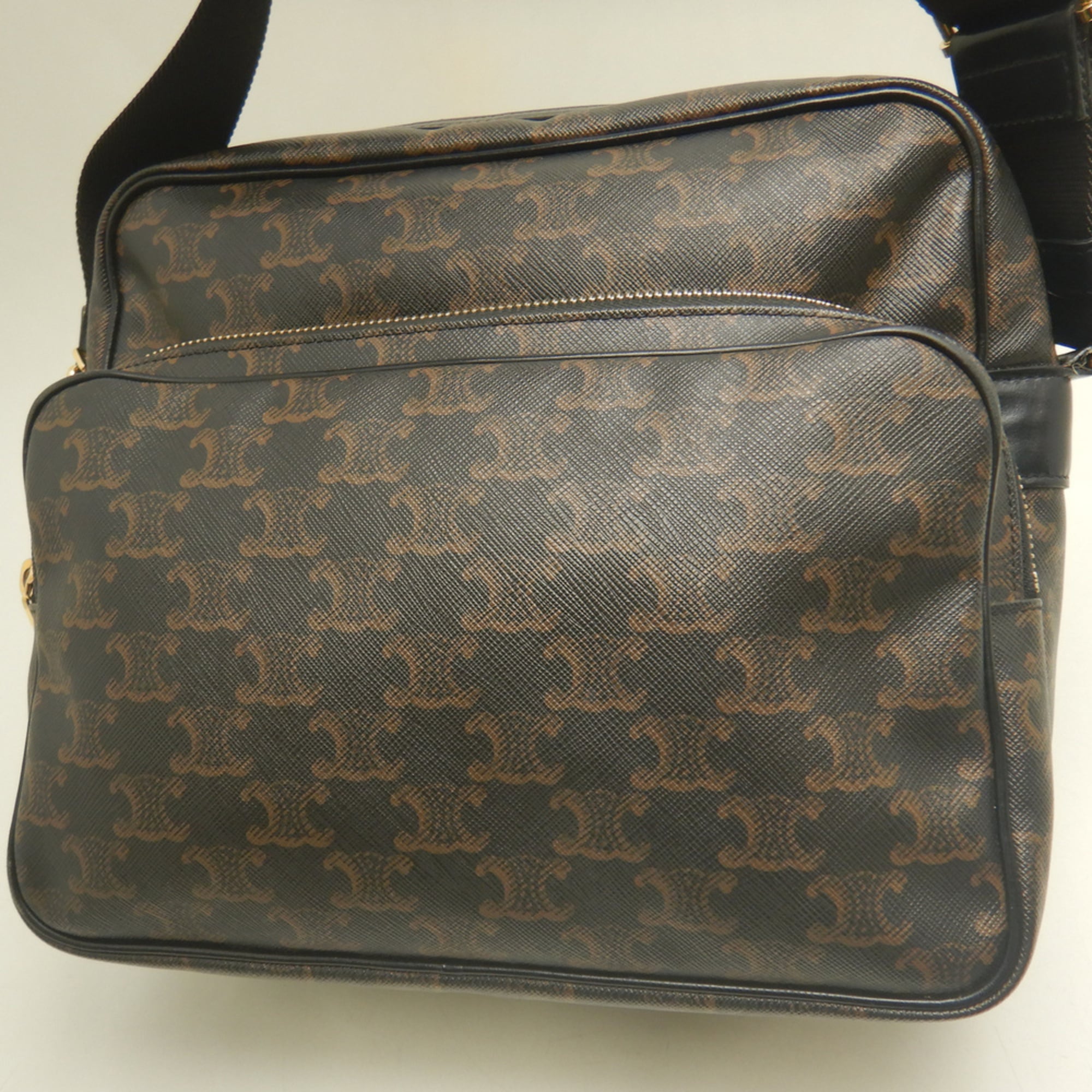 Celine Dark Brown Coated Canvas Messenger Bag Shoulder Bag (Pre-Owned)