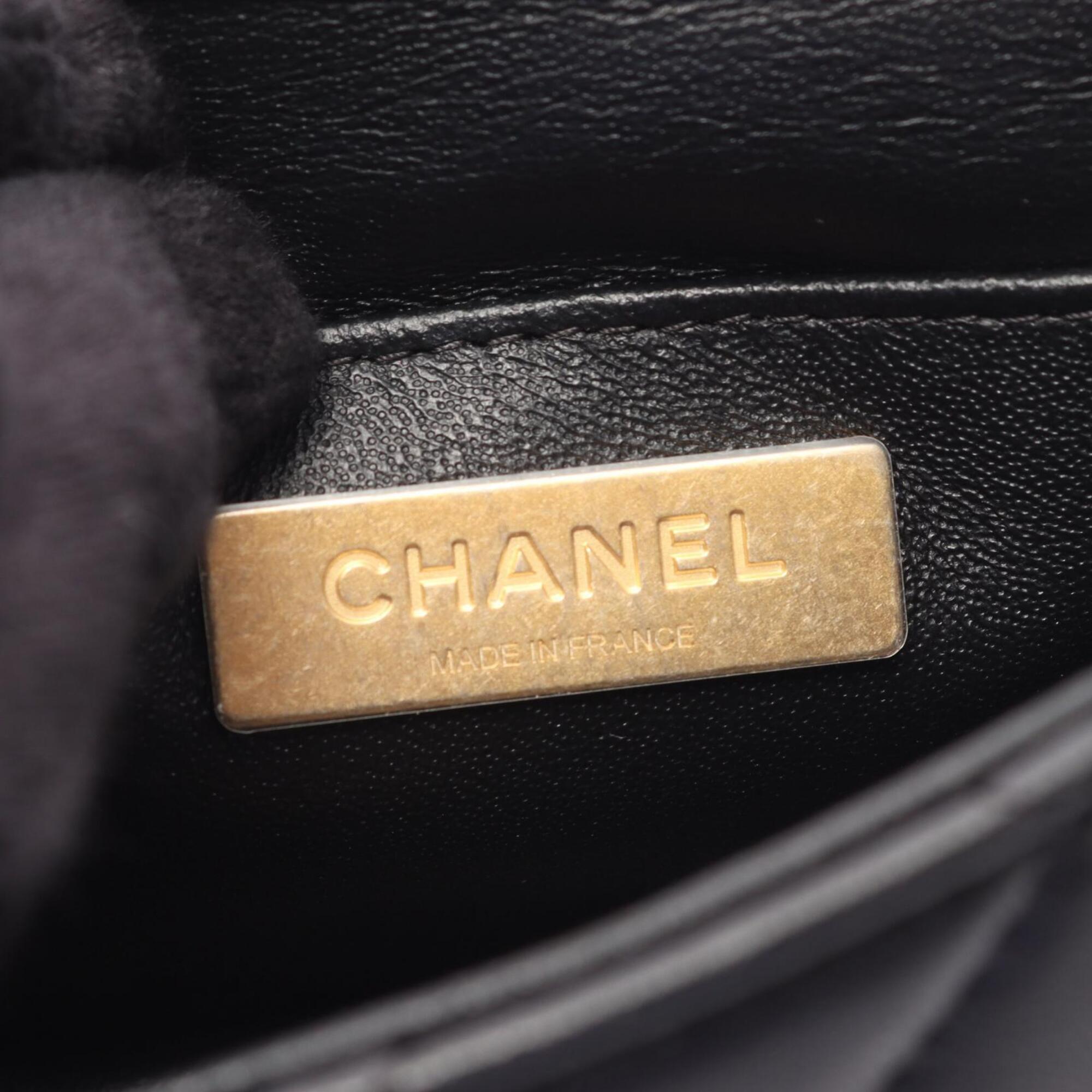Chanel Black Leather Handbag Shoulder Bag (Pre-Owned)