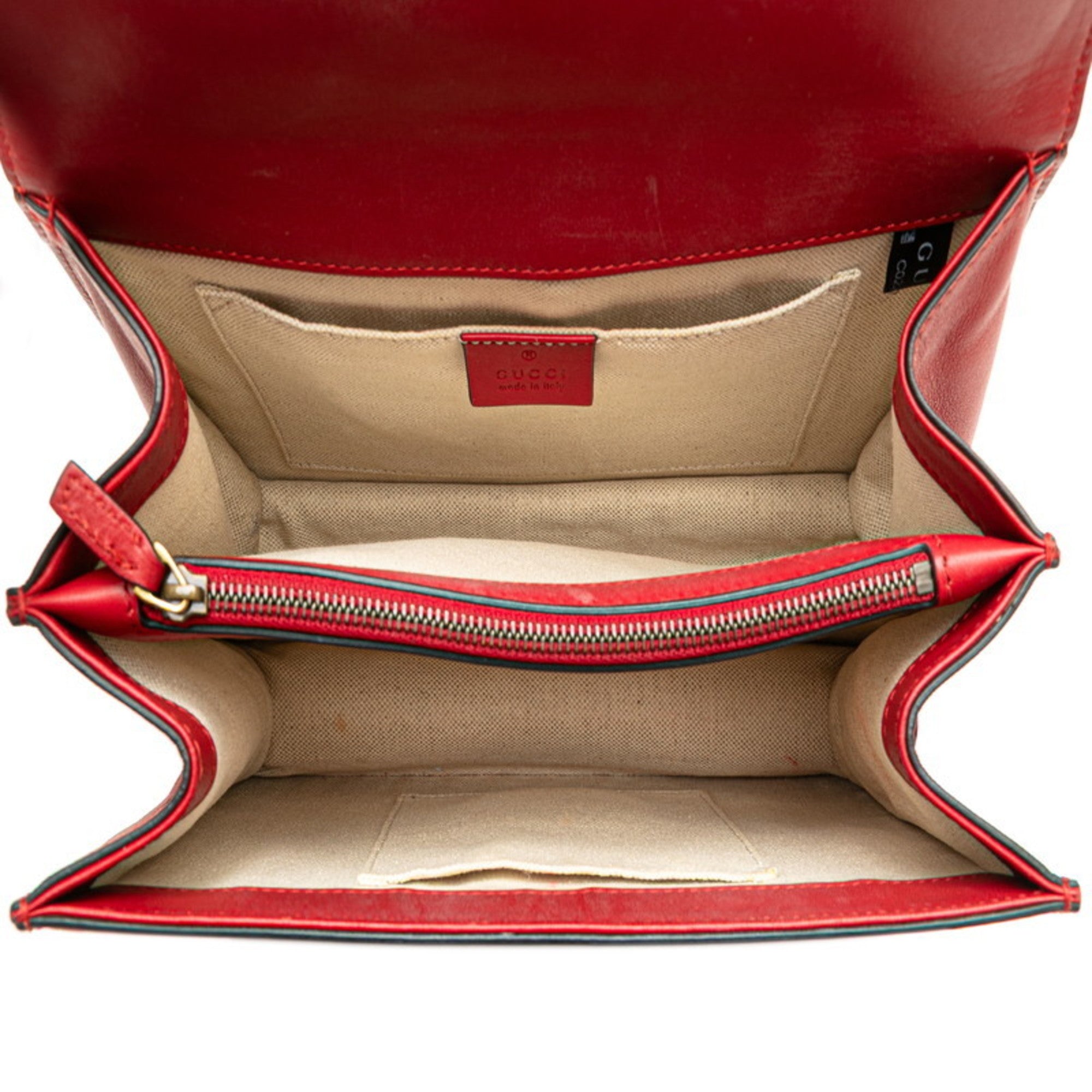 Gucci Red Color Leather Handbag Shoulder Bag (Pre-Owned)