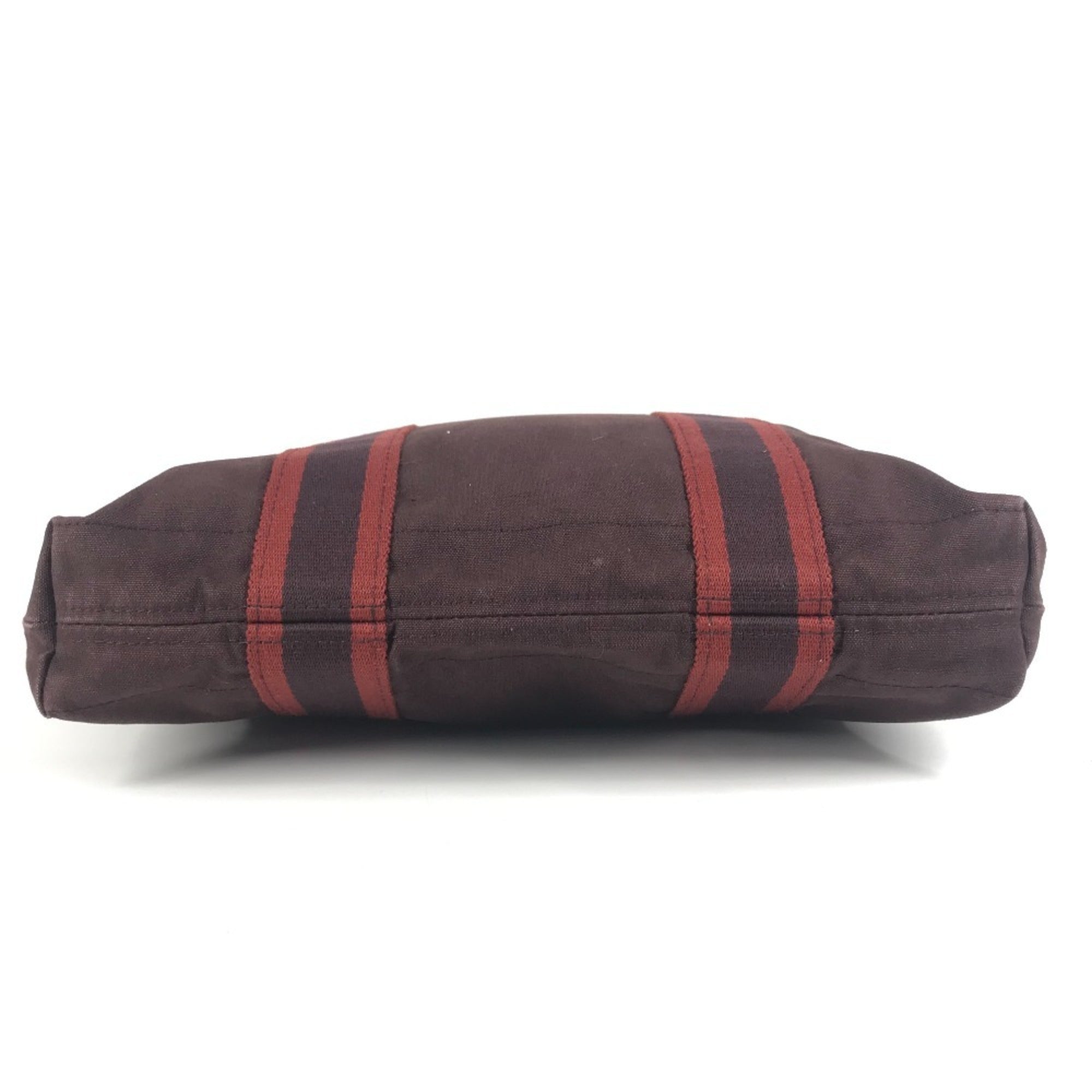 Hermes Bordeaux Brown Cotton Handbag Tote Bag (Pre-Owned)