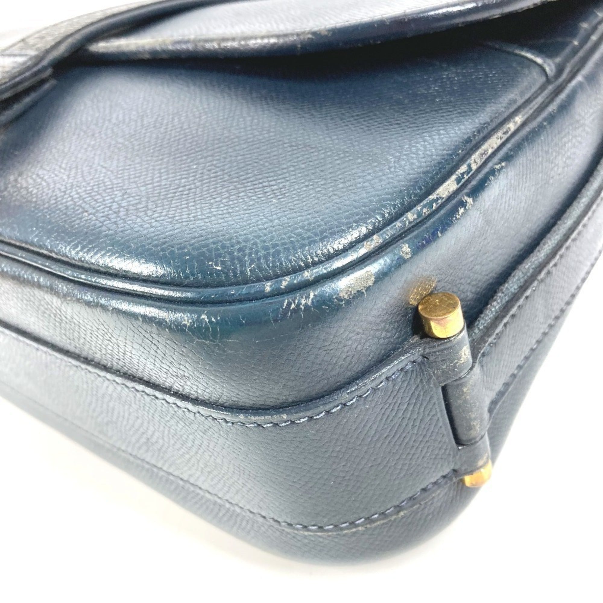 Hermes Navy Leather Shoulder Bag (Pre-Owned)