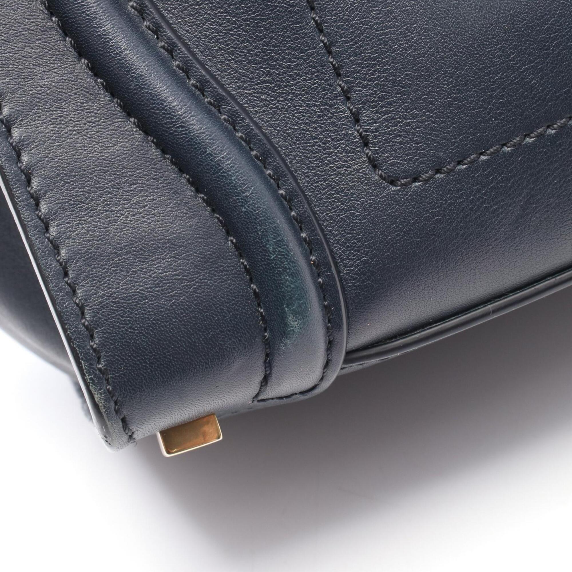 Celine Navy Leather Handbag Tote Bag (Pre-Owned)