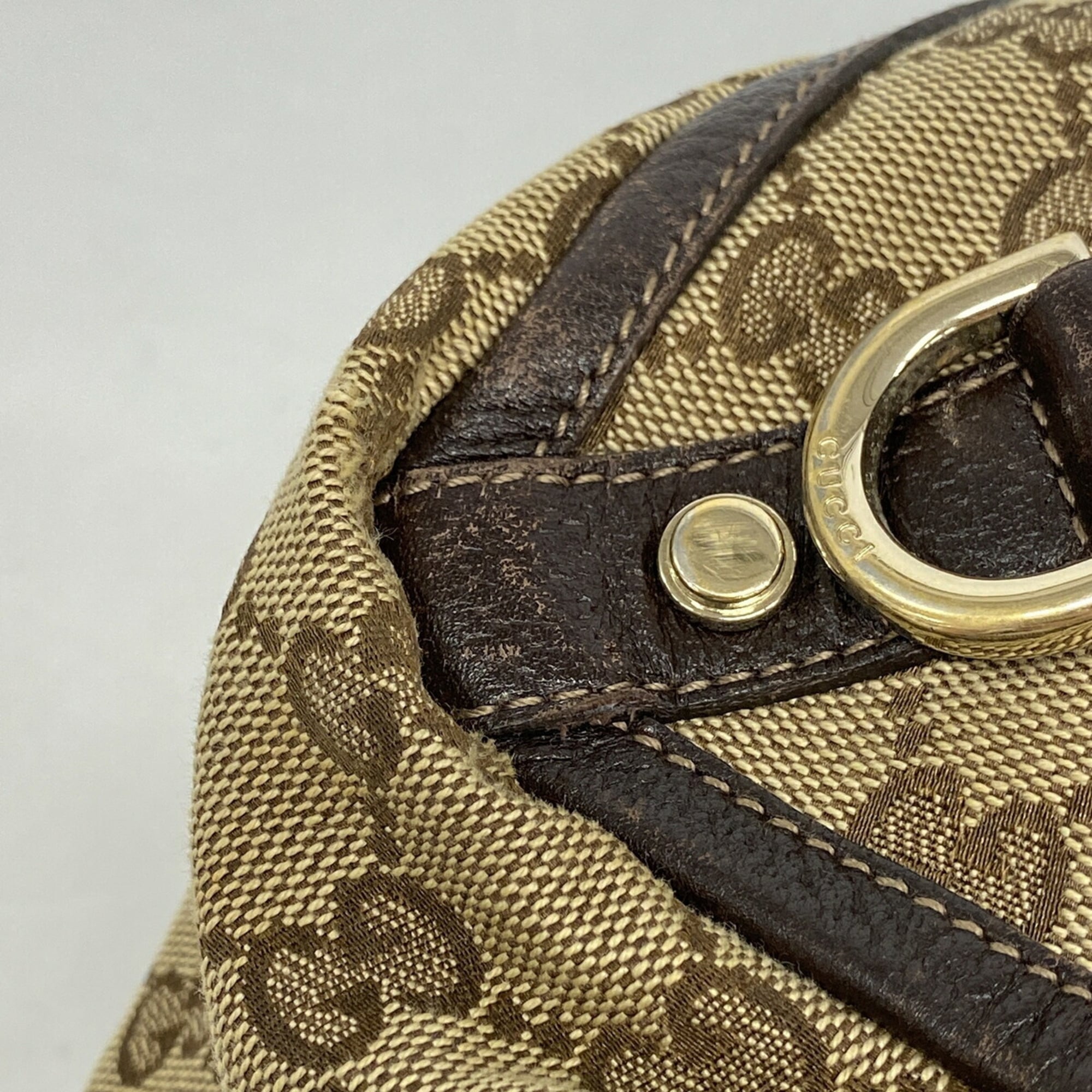 Gucci Beige Brown Canvas Tote Bag (Pre-Owned)