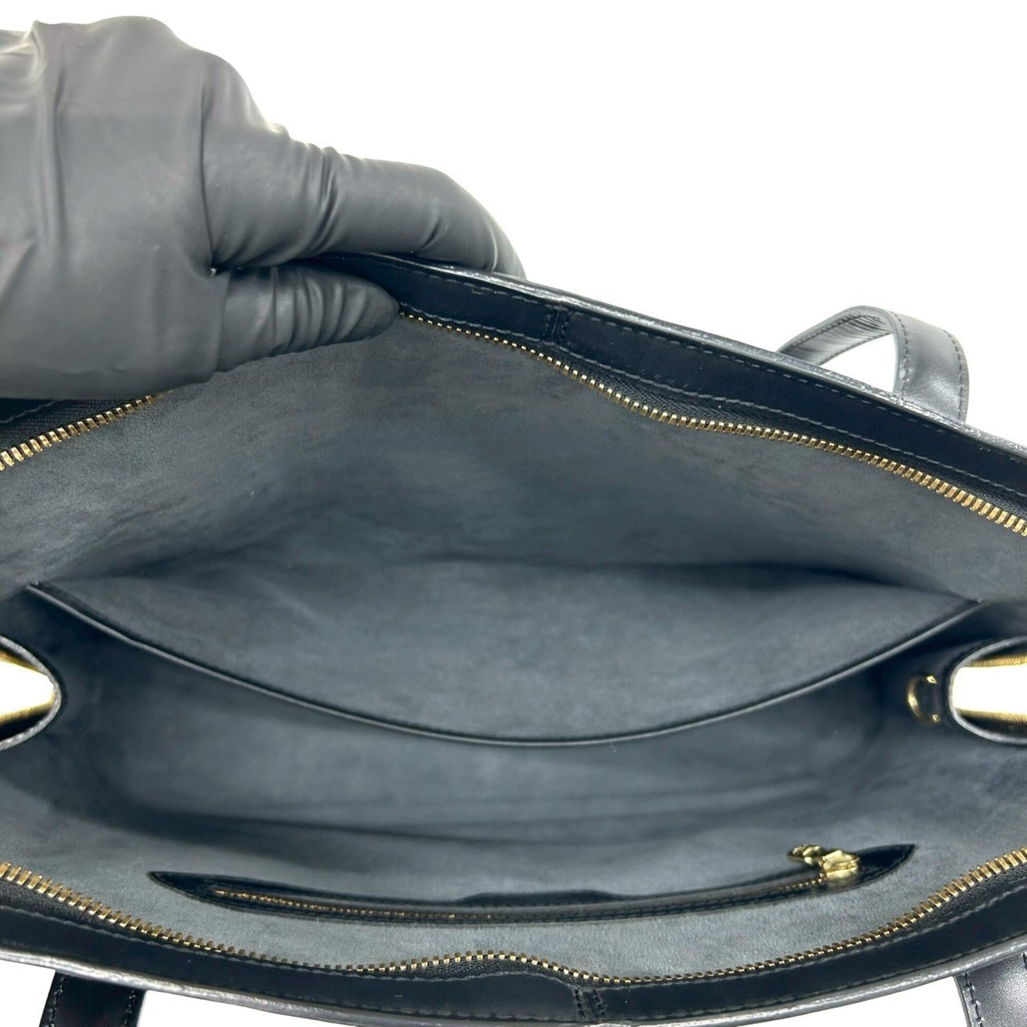 Louis Vuitton Black Leather Shoulder Bag Tote Bag (Pre-Owned)
