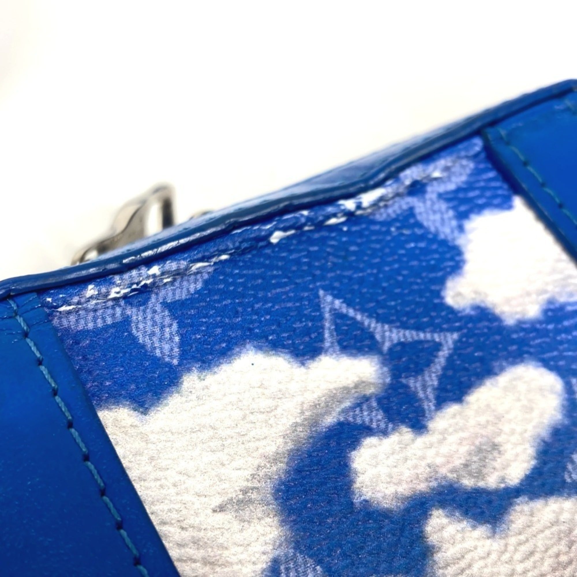 Louis Vuitton Blue White Monogram Clutch Bag Pochette Shoulder Bag (Pre-Owned)
