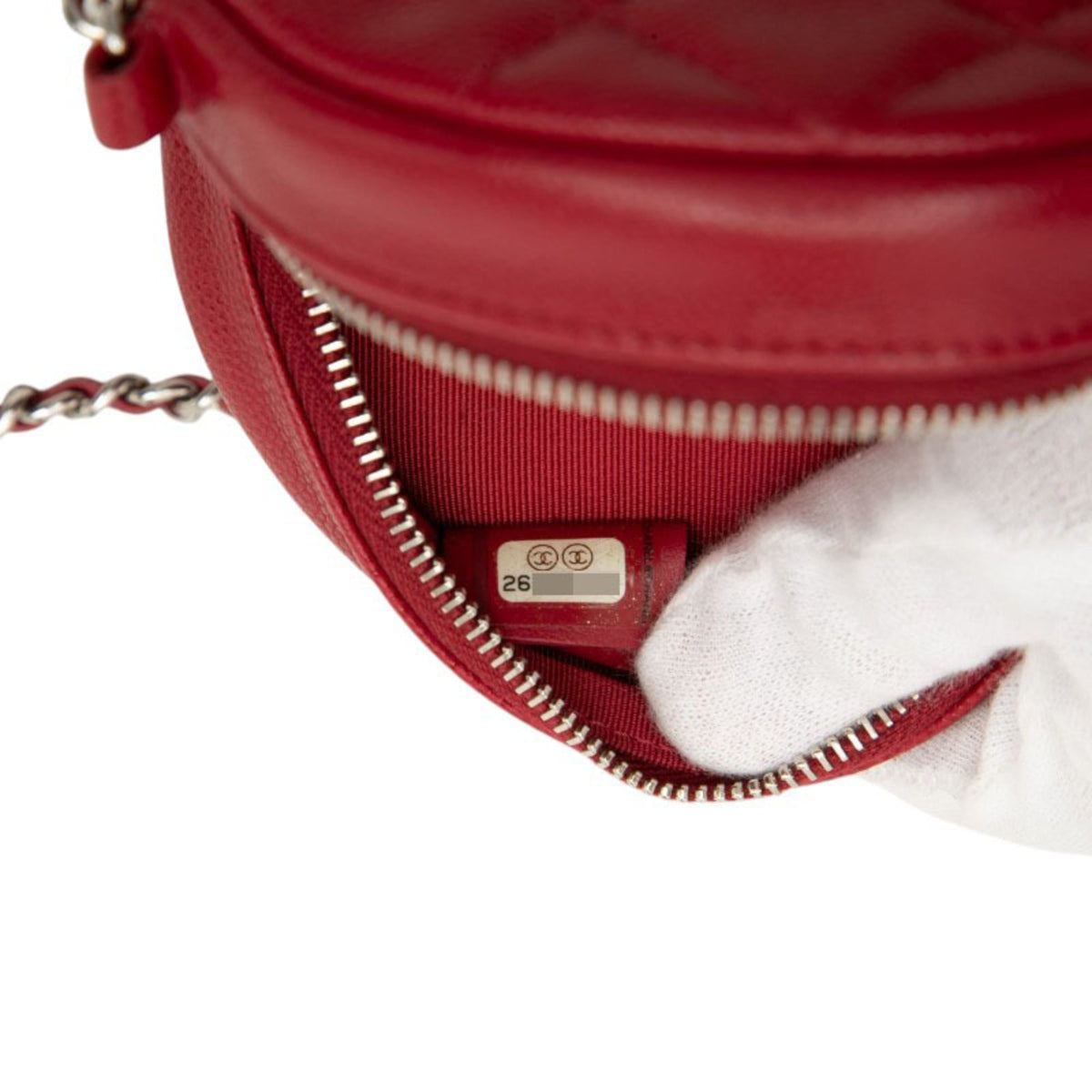 Chanel Red Color Grained Calfskin Shoulder Bag (Pre-Owned)