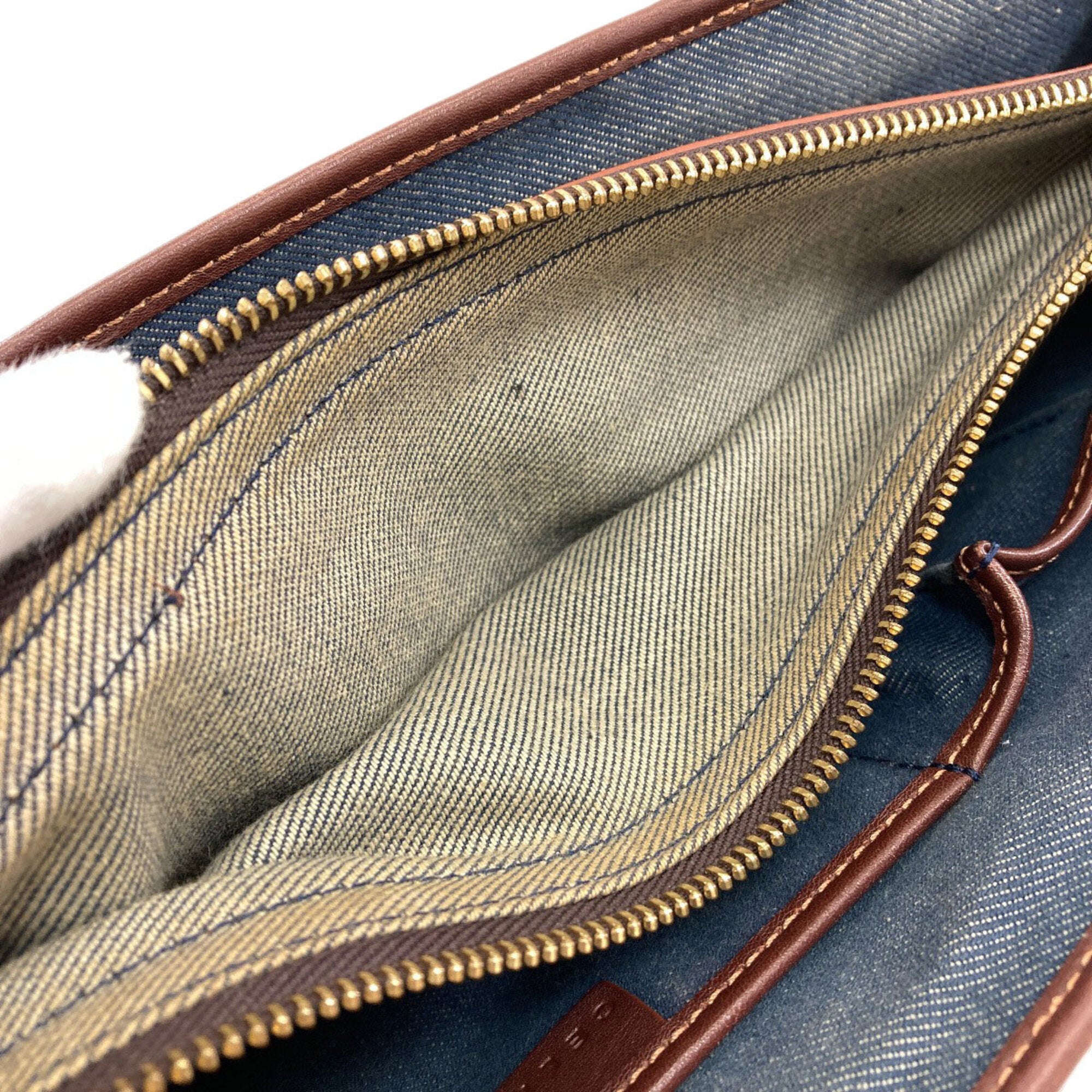 Celine Brown Dark Blue Denim Leather Handbag (Pre-Owned)