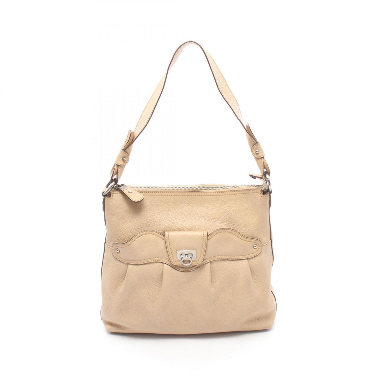 Salvatore Ferragamo Beige Leather Handbag Shoulder Bag (Pre-Owned)