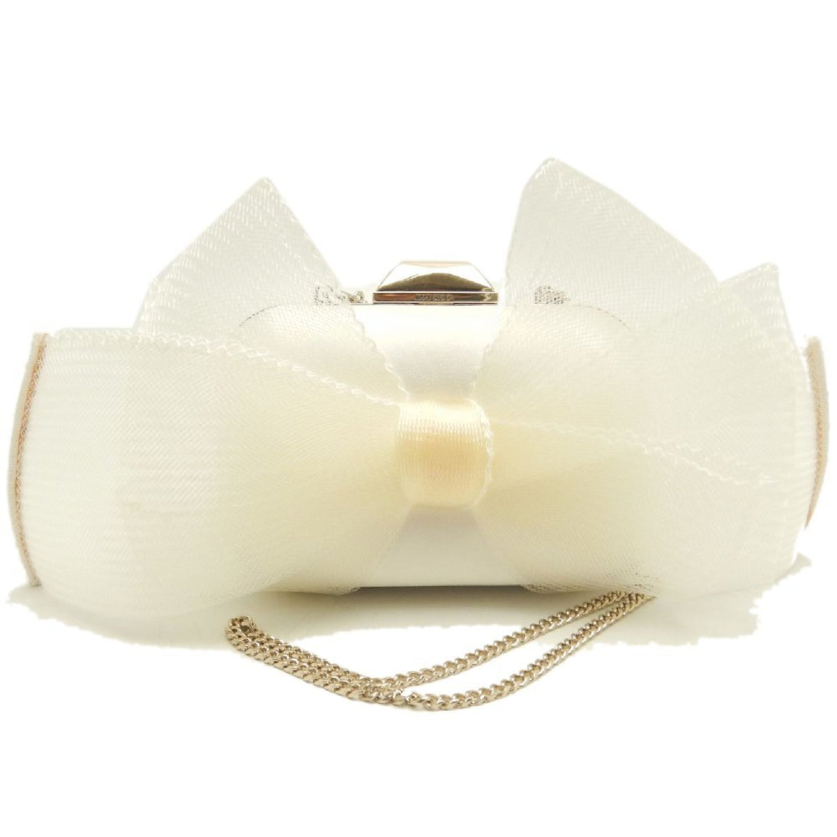 Jimmy Choo Off-White Satin Clutch Bag (Pre-Owned)