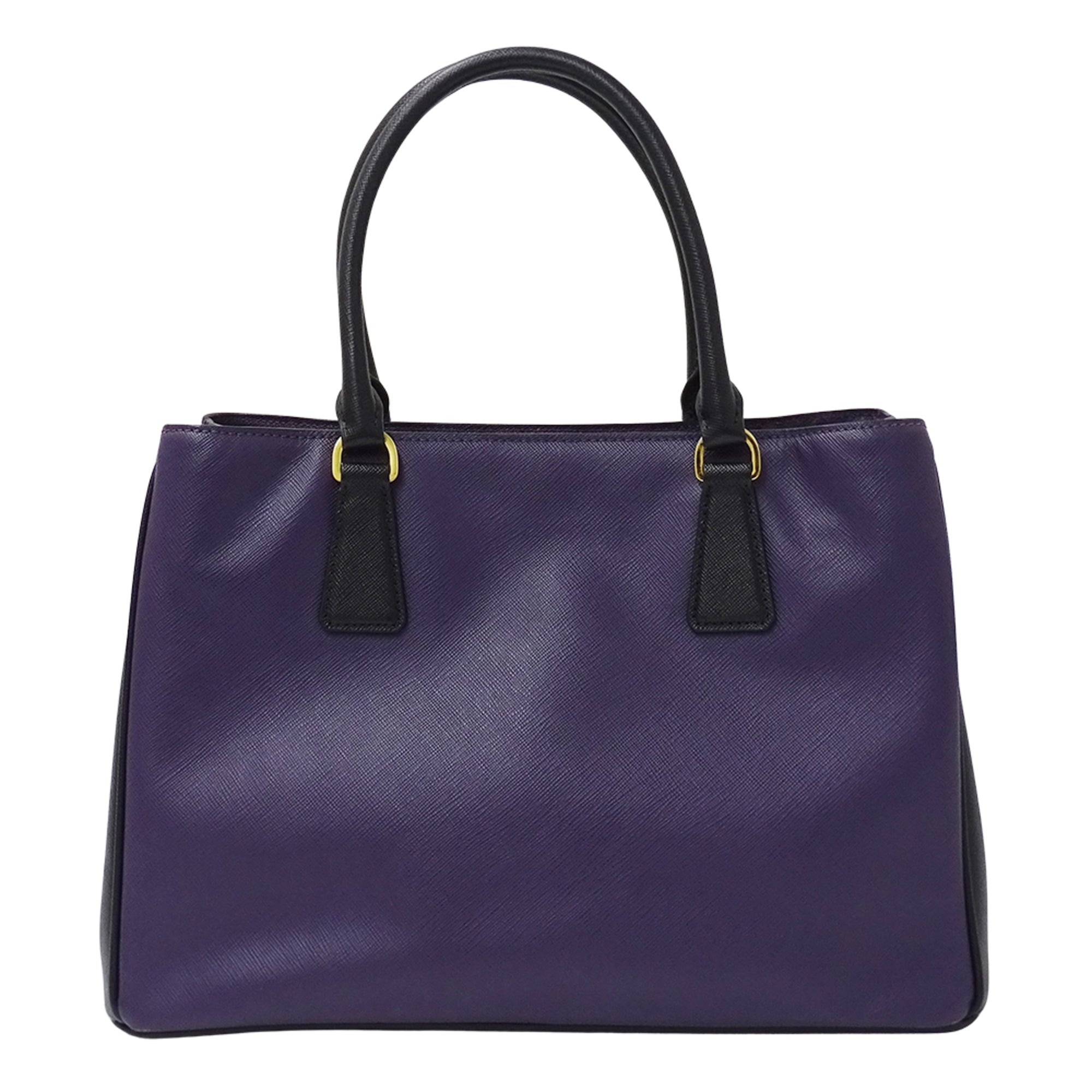 Prada Black Purple Leather Handbag Shoulder Bag (Pre-Owned)