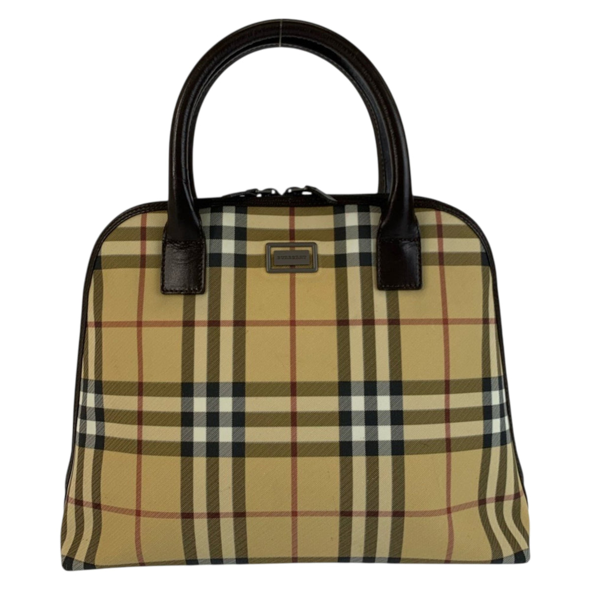 Burberry Beige Black Pvc Leather Handbag (Pre-Owned)