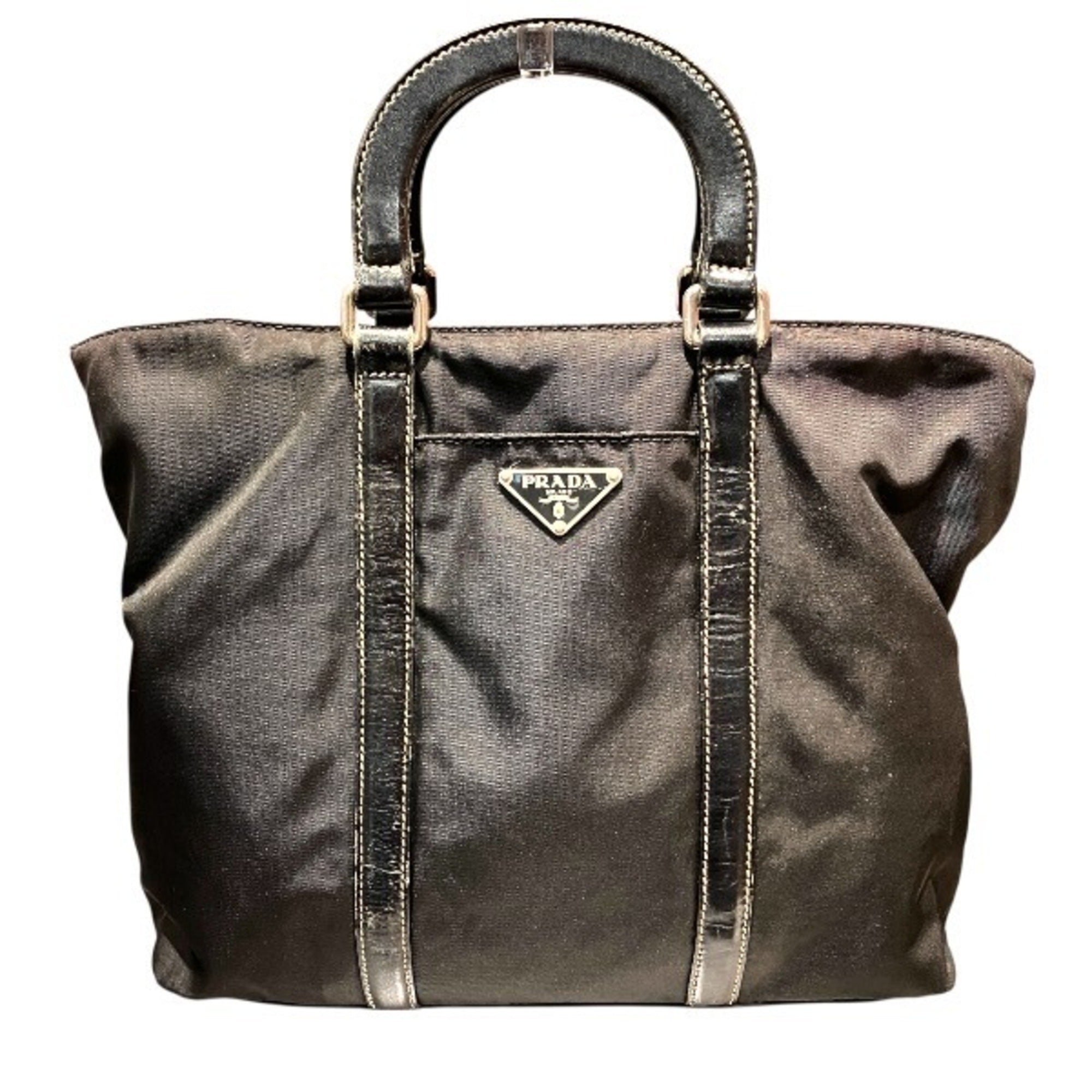 Prada Black Nylon Leather Handbag (Pre-Owned)