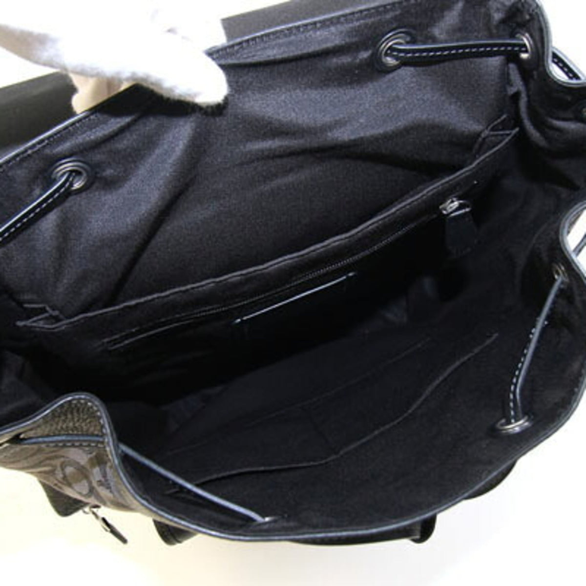 Coach Signature Black Gray Canvas Leather Backpack (Pre-Owned)