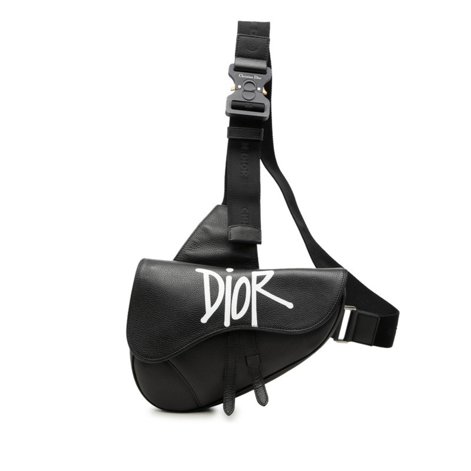 Christian Dior Black Leather Shoulder Bag Sling Bag (Pre-Owned)