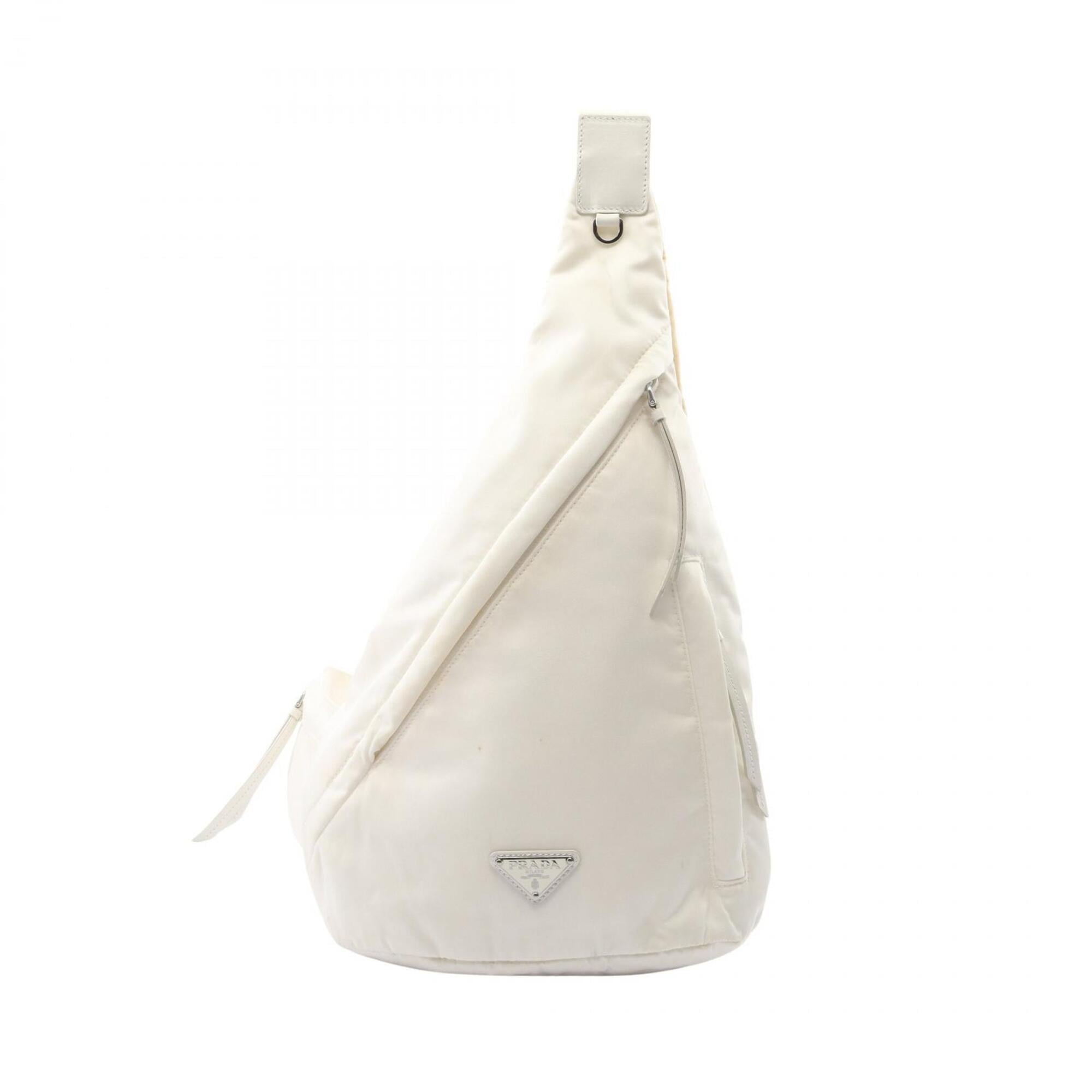 Prada White Nylon Leather Fanny Pack Handbag (Pre-Owned)