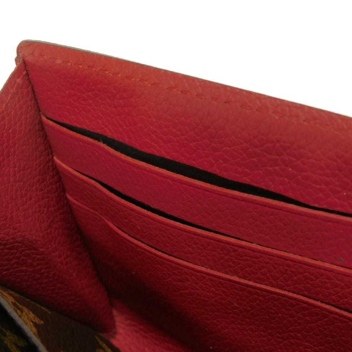 Louis Vuitton Brown Cerise Red Color Monogram Canvas Leather Long Wallet (Tri-Fold) (Pre-Owned)