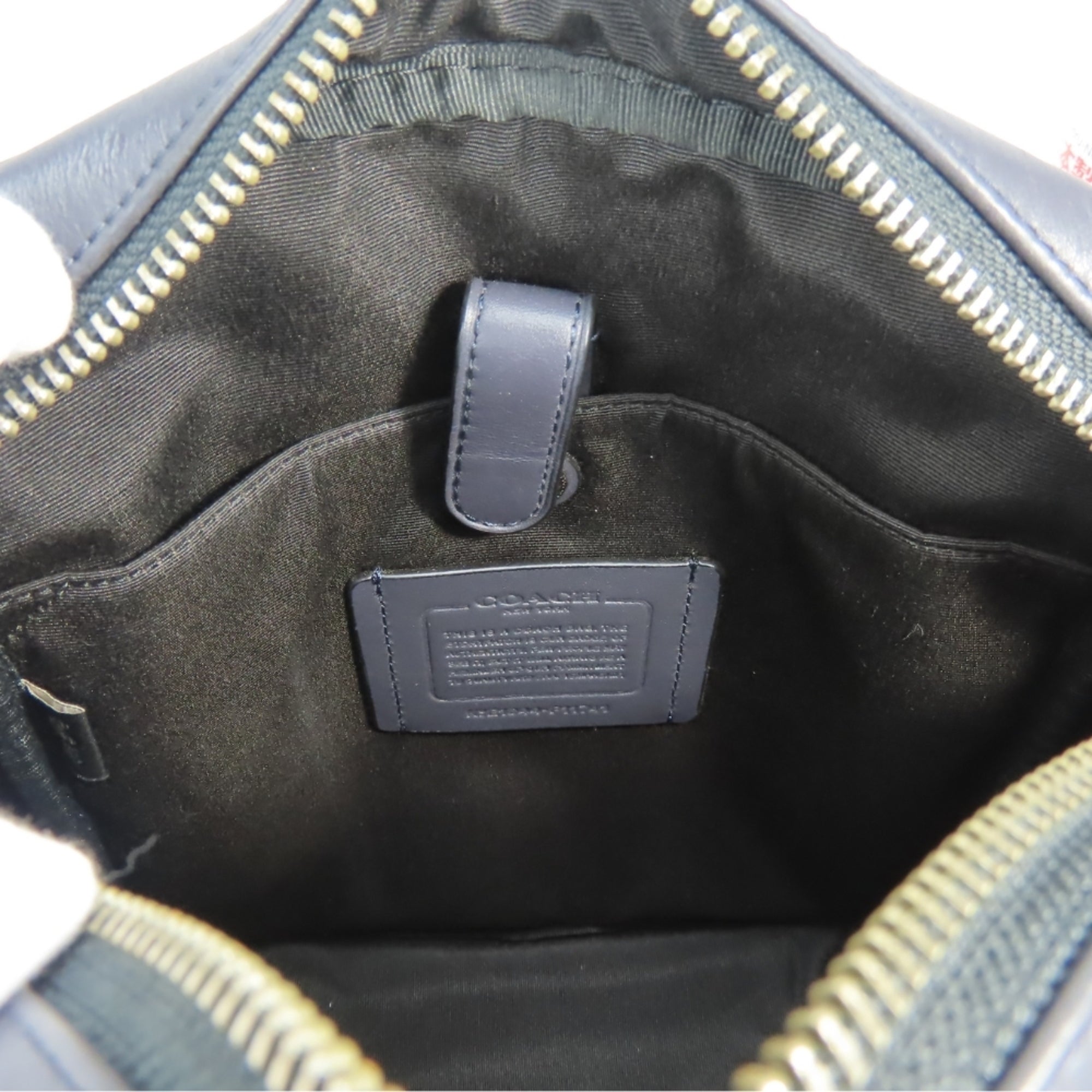 Coach Signature Black Gray Navy Leather Shoulder Bag (Pre-Owned)