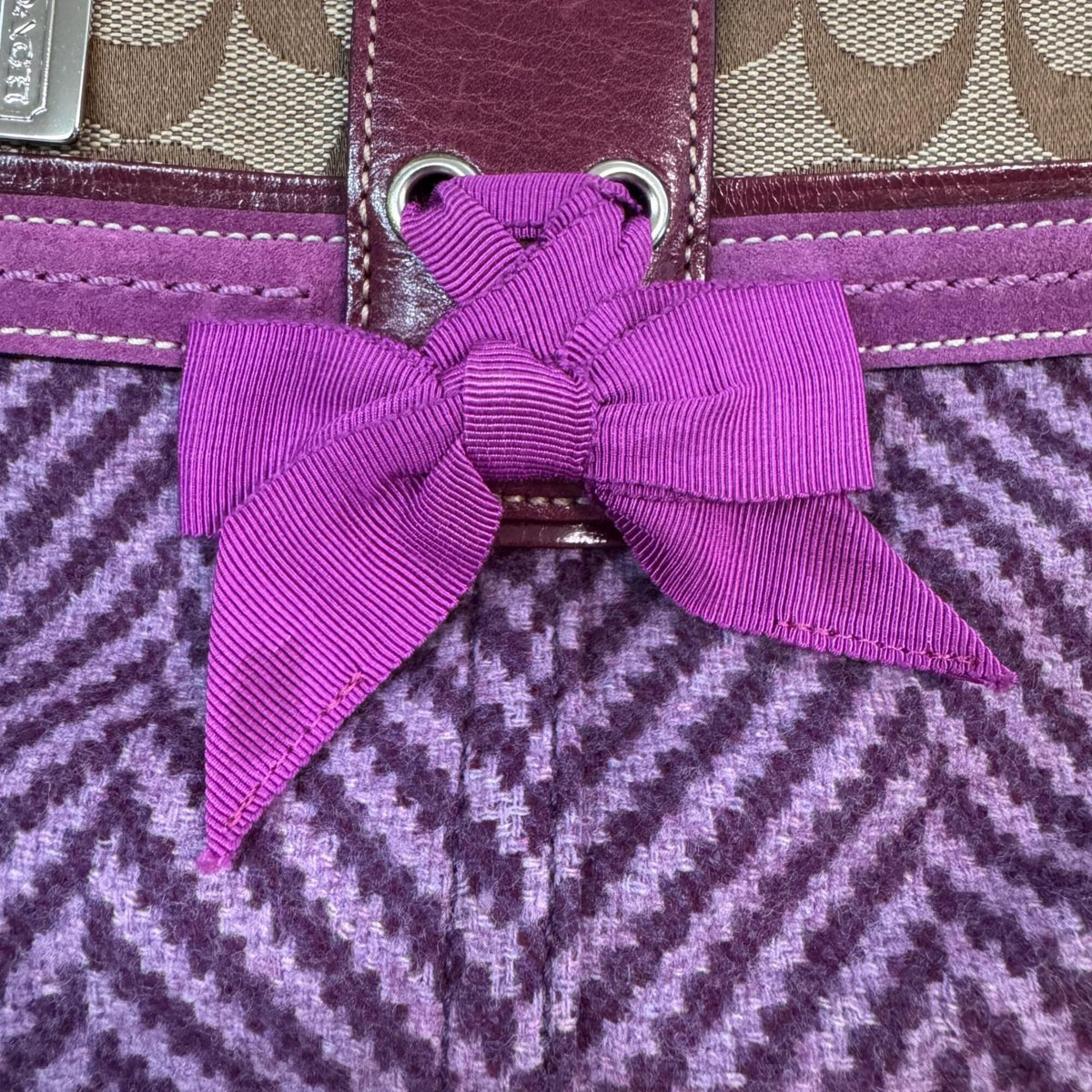Coach Purple Suede Wool Jacquard Patent Leather Handbag (Pre-Owned)