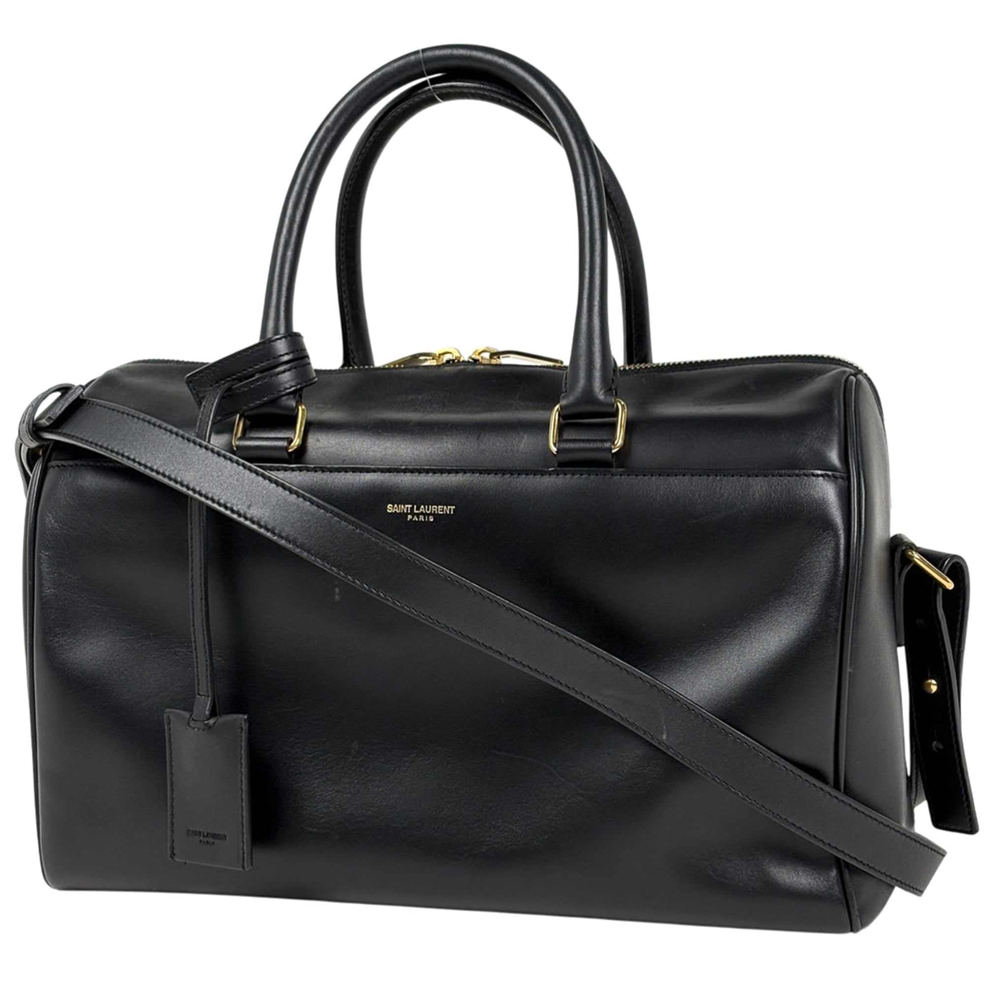 Saint Laurent Black Leather Boston Bag Handbag Shoulder Bag (Pre-Owned)