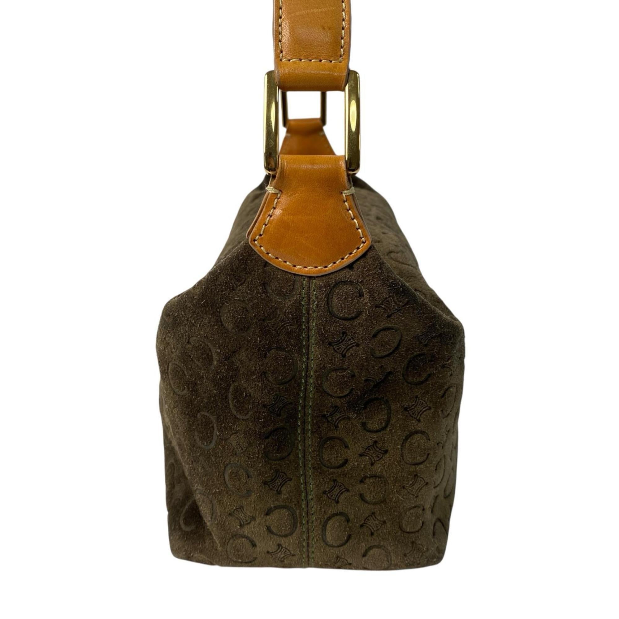 Celine Khaki Suede Leather Shoulder Bag (Pre-Owned)