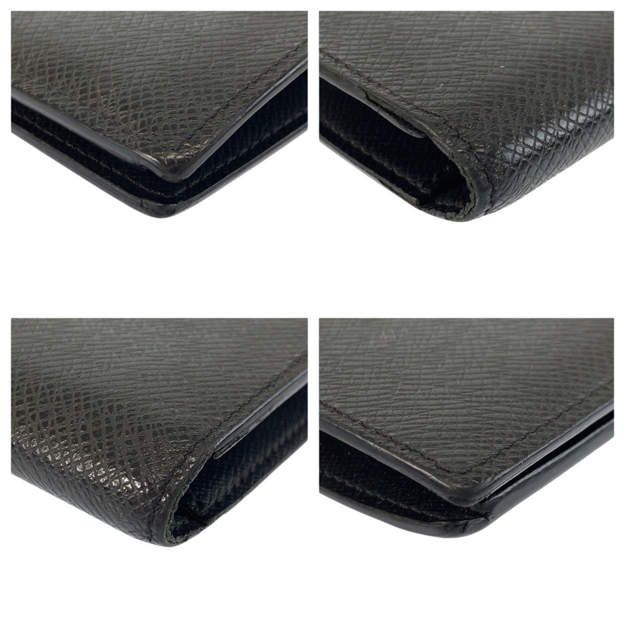 Louis Vuitton Black Navy Noir Taiga Leather Long Wallet (Bi-Fold) (Pre-Owned)