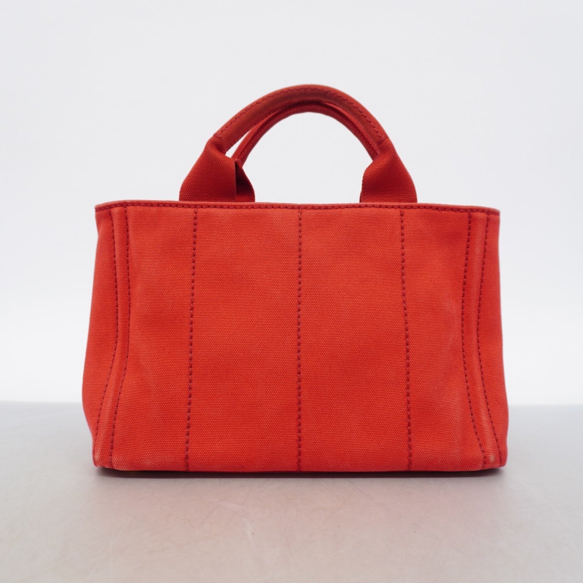 Prada Red Color Canvas Tote Bag (Pre-Owned)
