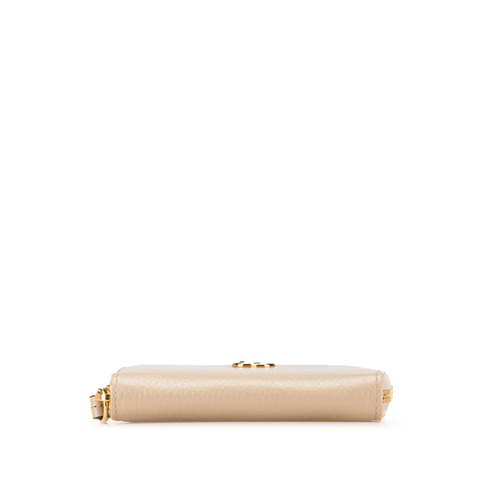 Gucci Gold Beige Leather Coin Purse/Coin Case (Pre-Owned)
