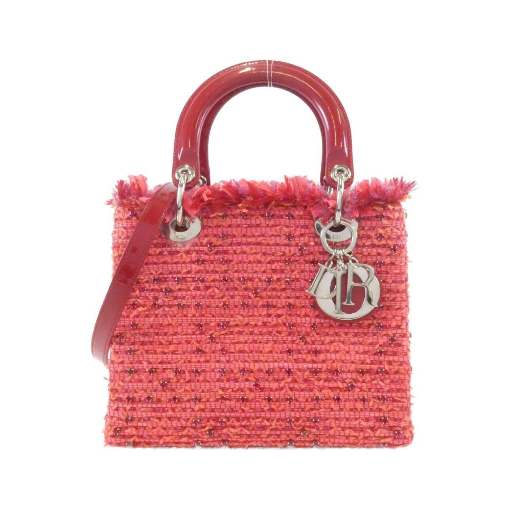 Christian Dior Pink Canvas Rhinestone Handbag (Pre-Owned)
