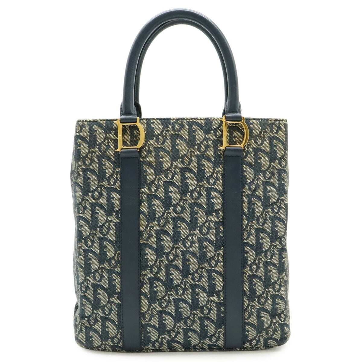 Christian Dior Navy Leather Handbag Tote Bag (Pre-Owned)