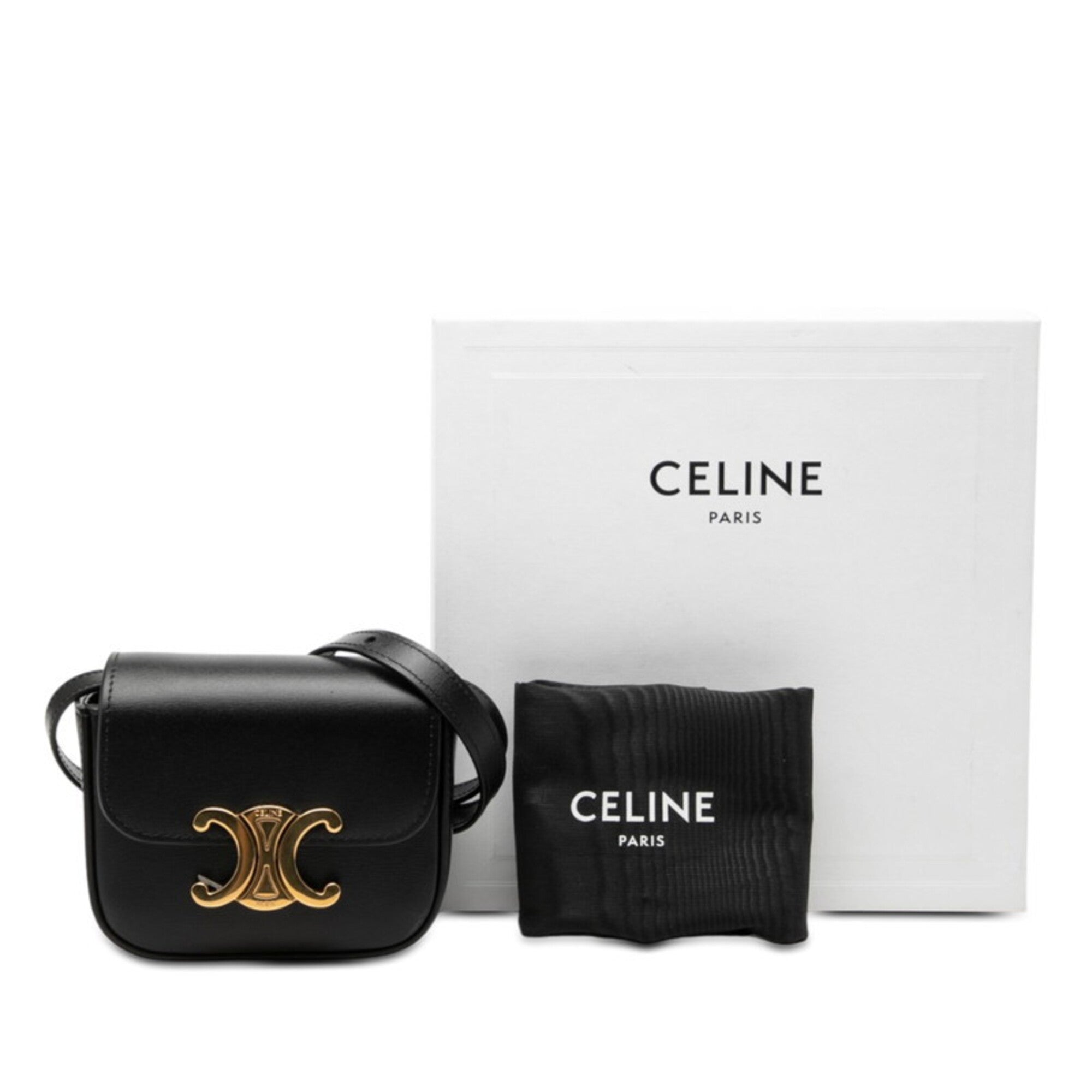 Celine Black Leather Pochette Shoulder Bag (Pre-Owned)