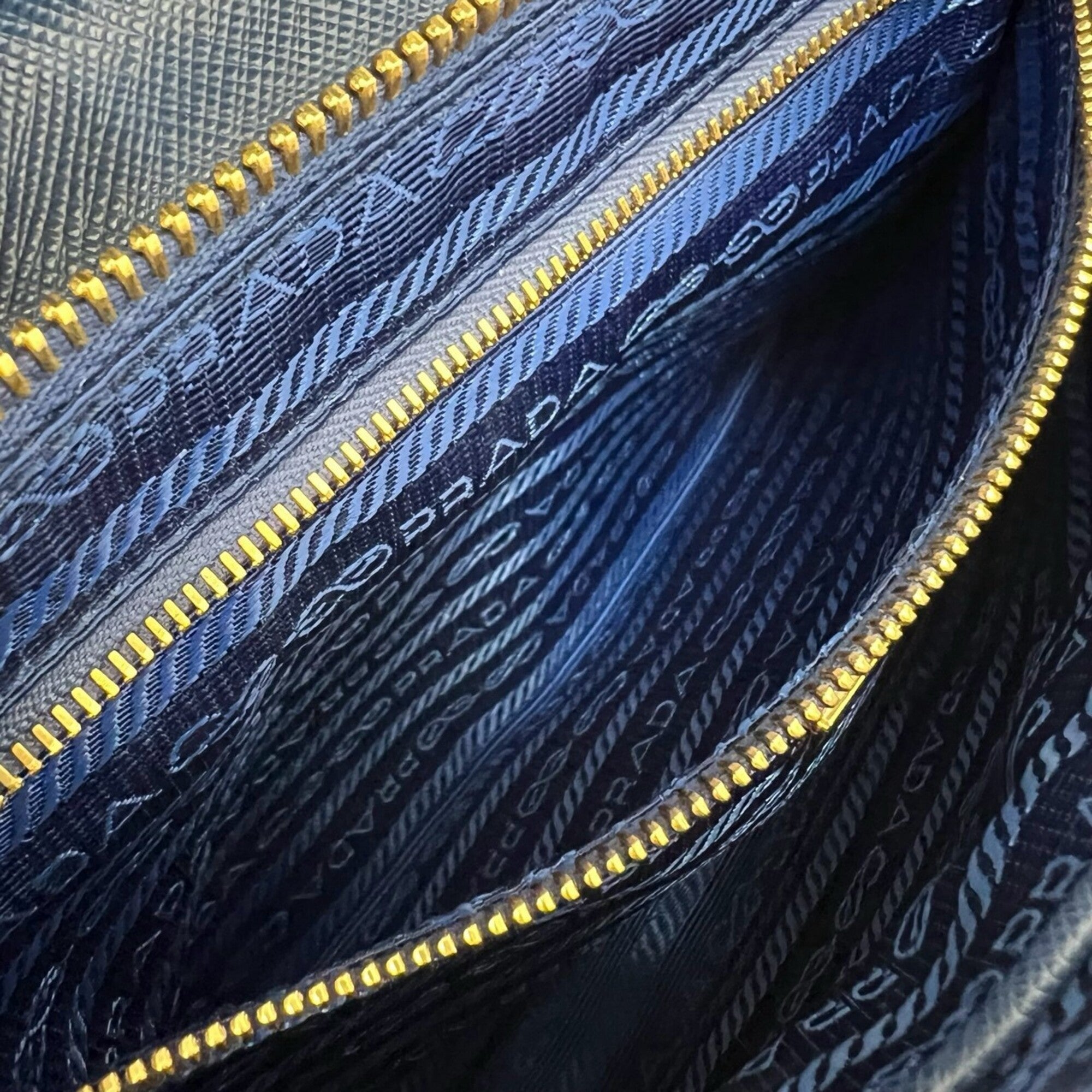 Prada Blue Nylon Leather Pochette Shoulder Bag (Pre-Owned)