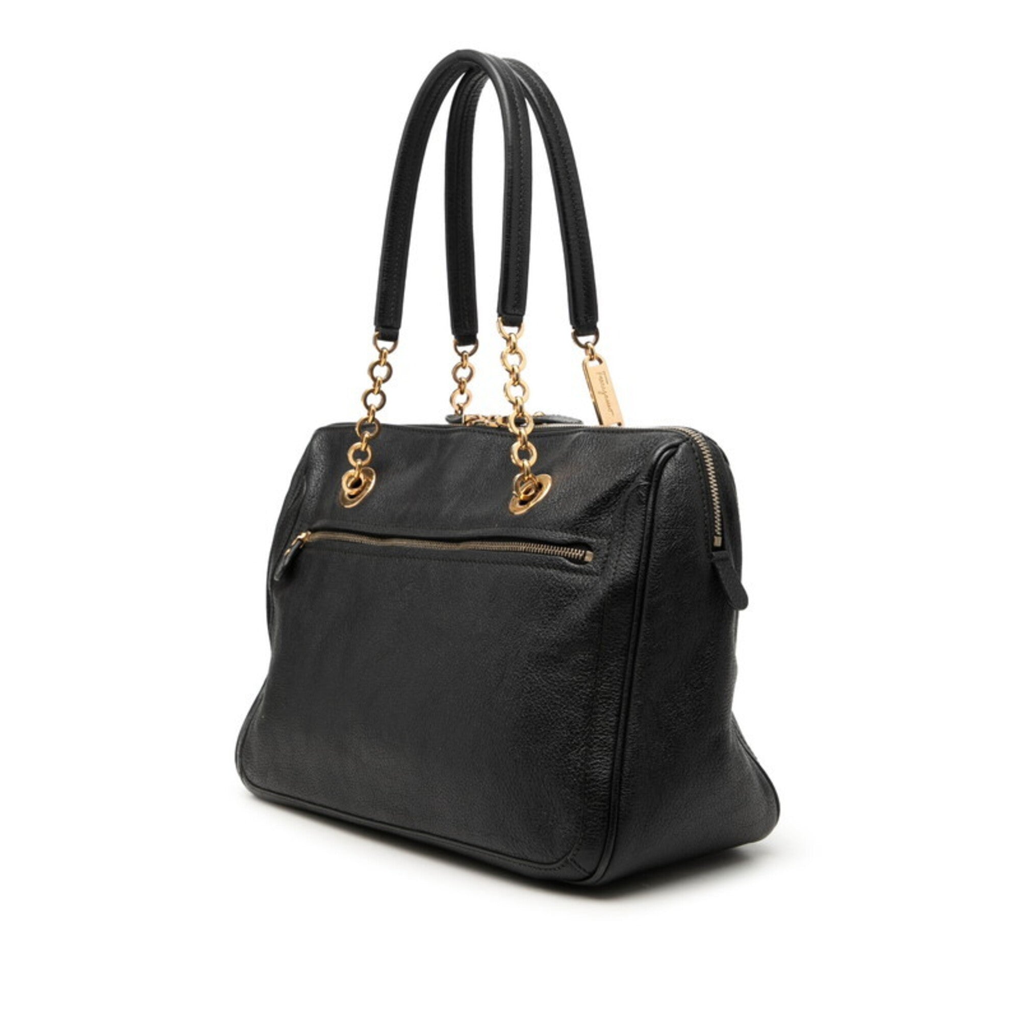 Salvatore Ferragamo Black Leather Shoulder Bag (Pre-Owned)