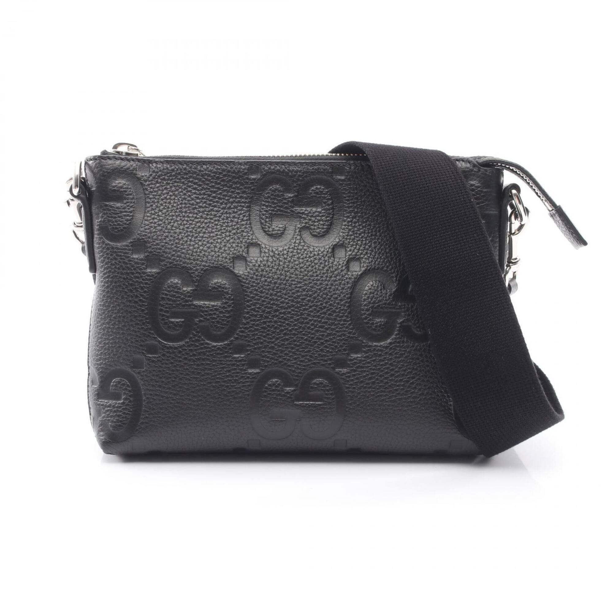 Gucci Black Leather Handbag Messenger Bag Shoulder Bag (Pre-Owned)