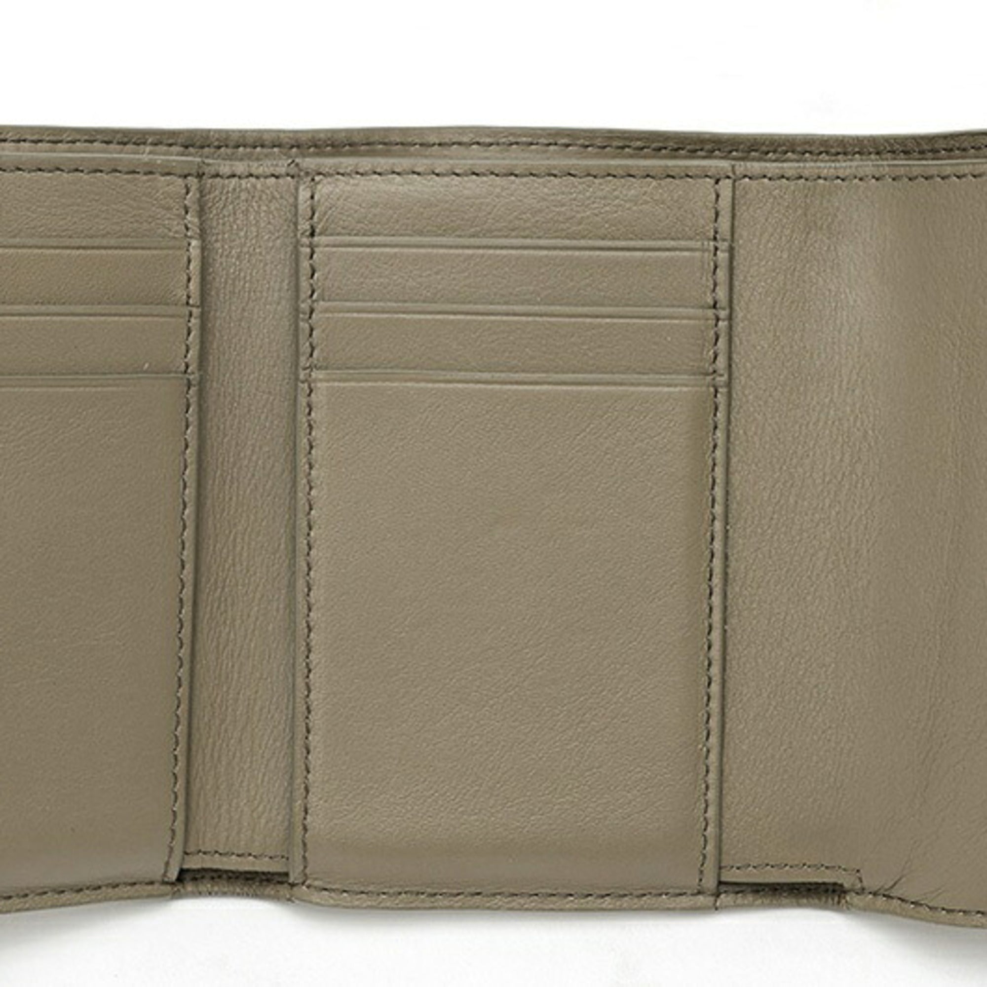 Loewe Khaki Leather Wallet (Tri-Fold) (Pre-Owned)