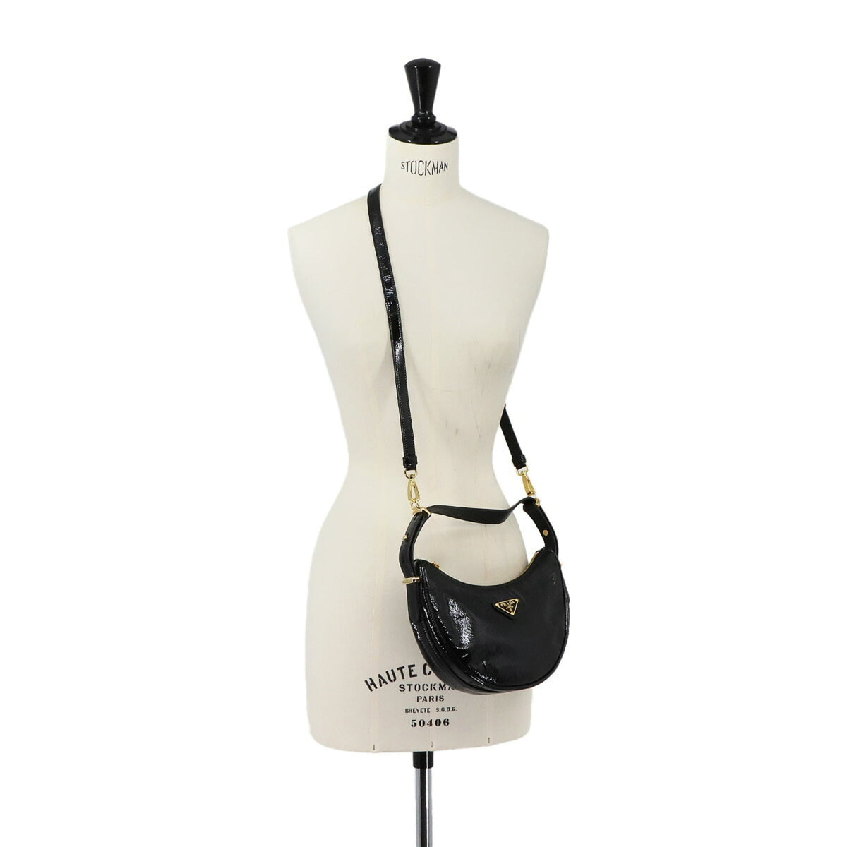 Prada Black Nero Patent Leather Handbag Shoulder Bag (Pre-Owned)