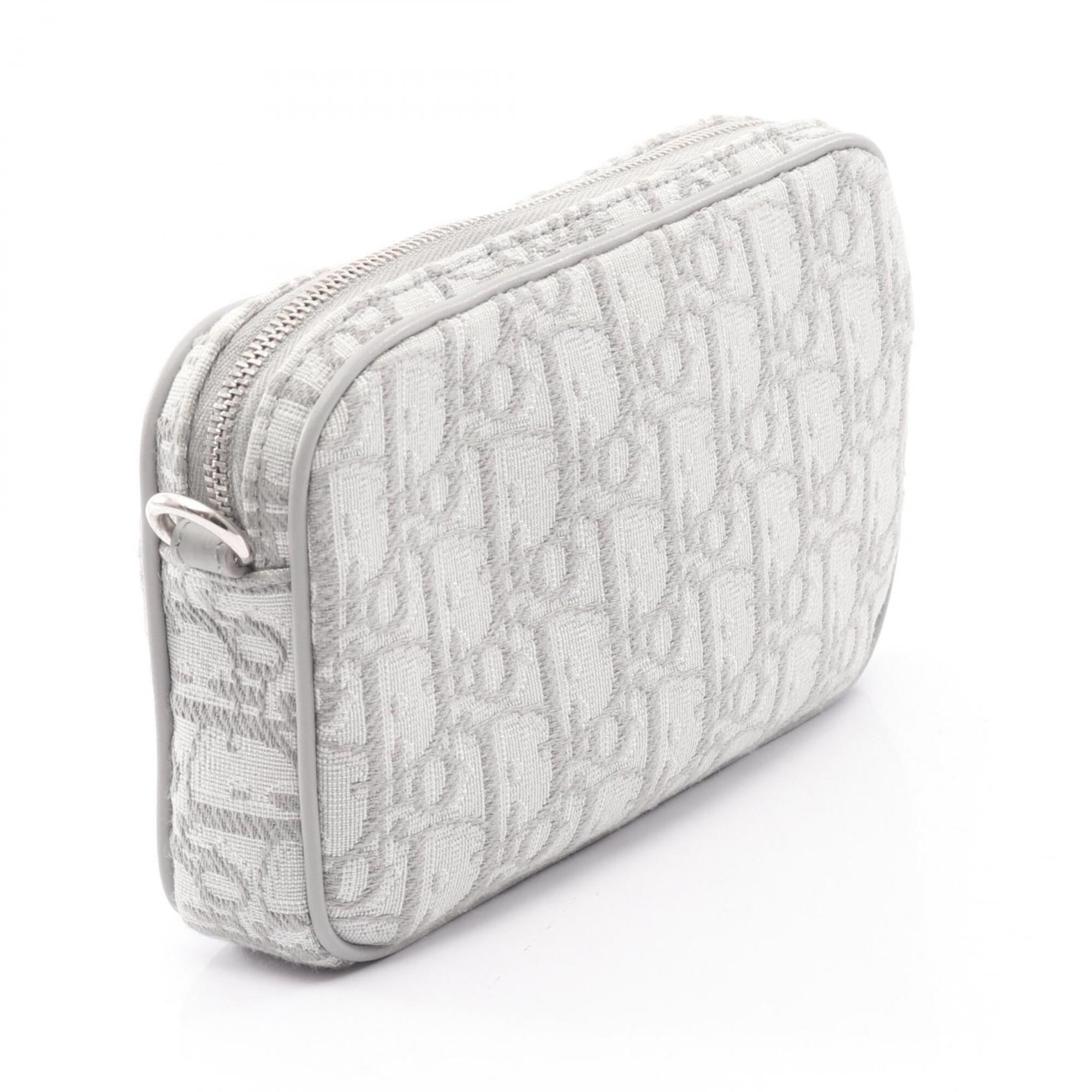Christian Dior Gray Canvas Handbag Pouch Shoulder Bag (Pre-Owned)