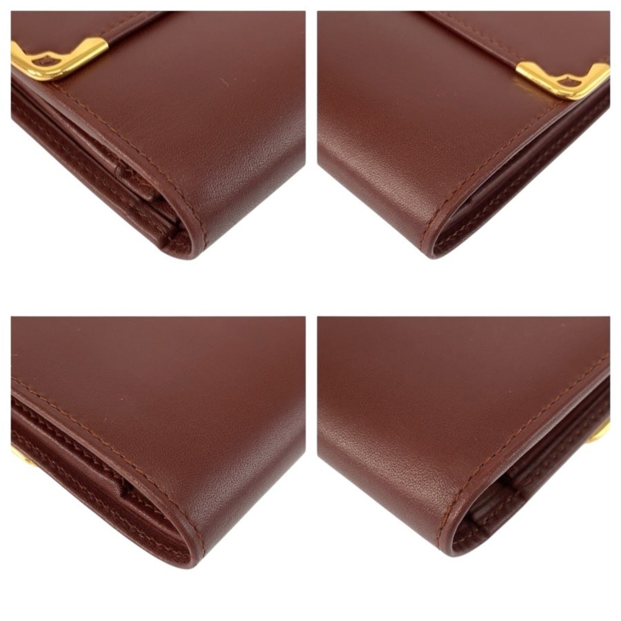 Cartier Bordeaux Leather Coin Purse/Coin Case (Pre-Owned)