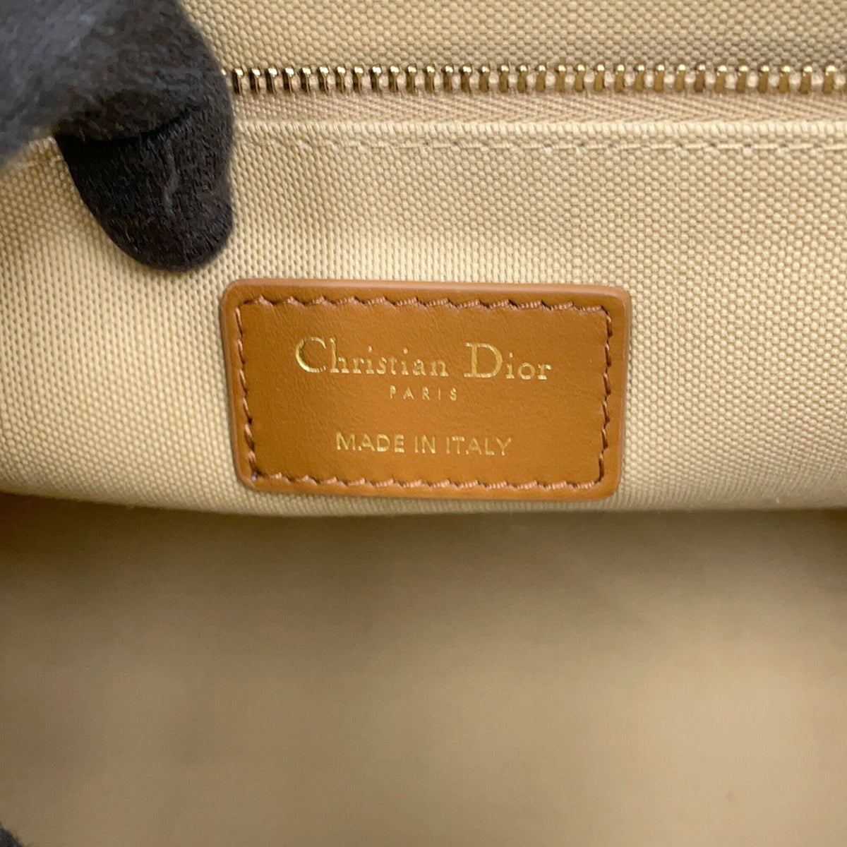 Christian Dior Beige Brown Canvas Handbag Tote Bag (Pre-Owned)