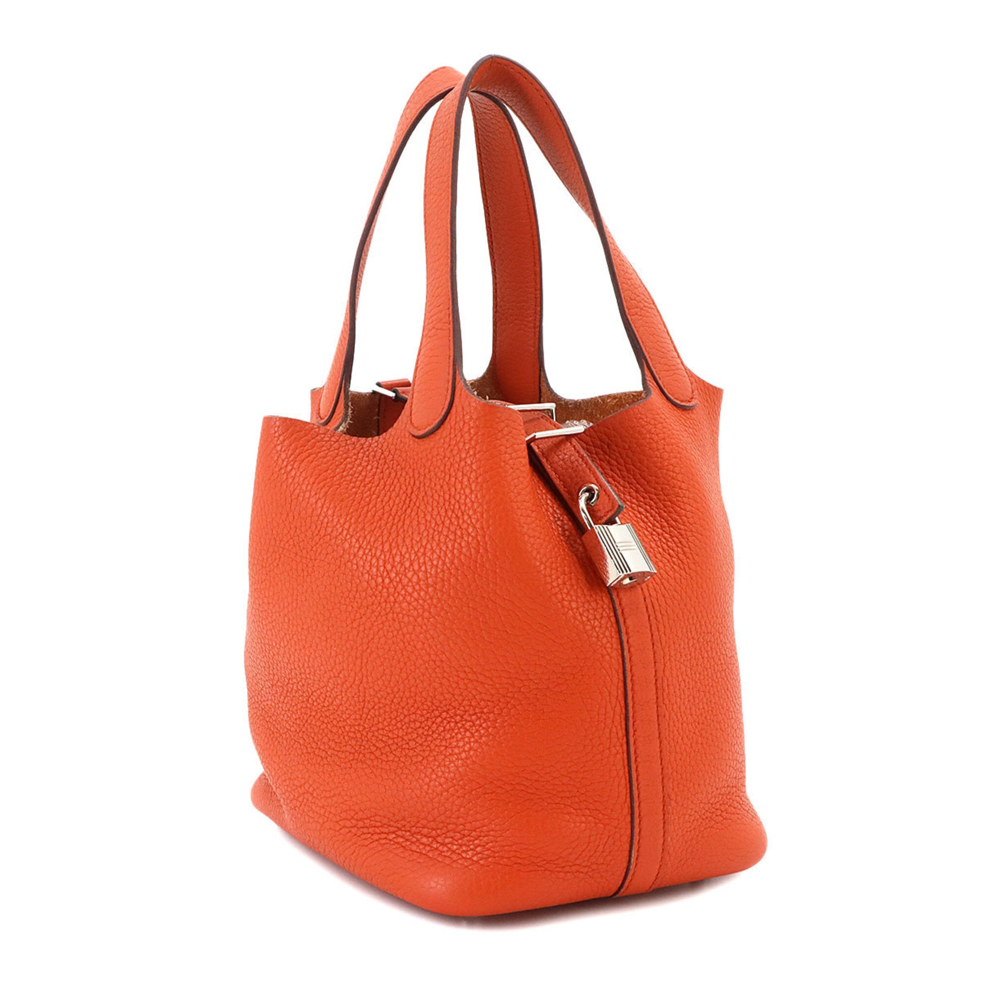 Hermes Picotin Silver Taurillon Clemence Leather Handbag (Pre-Owned)
