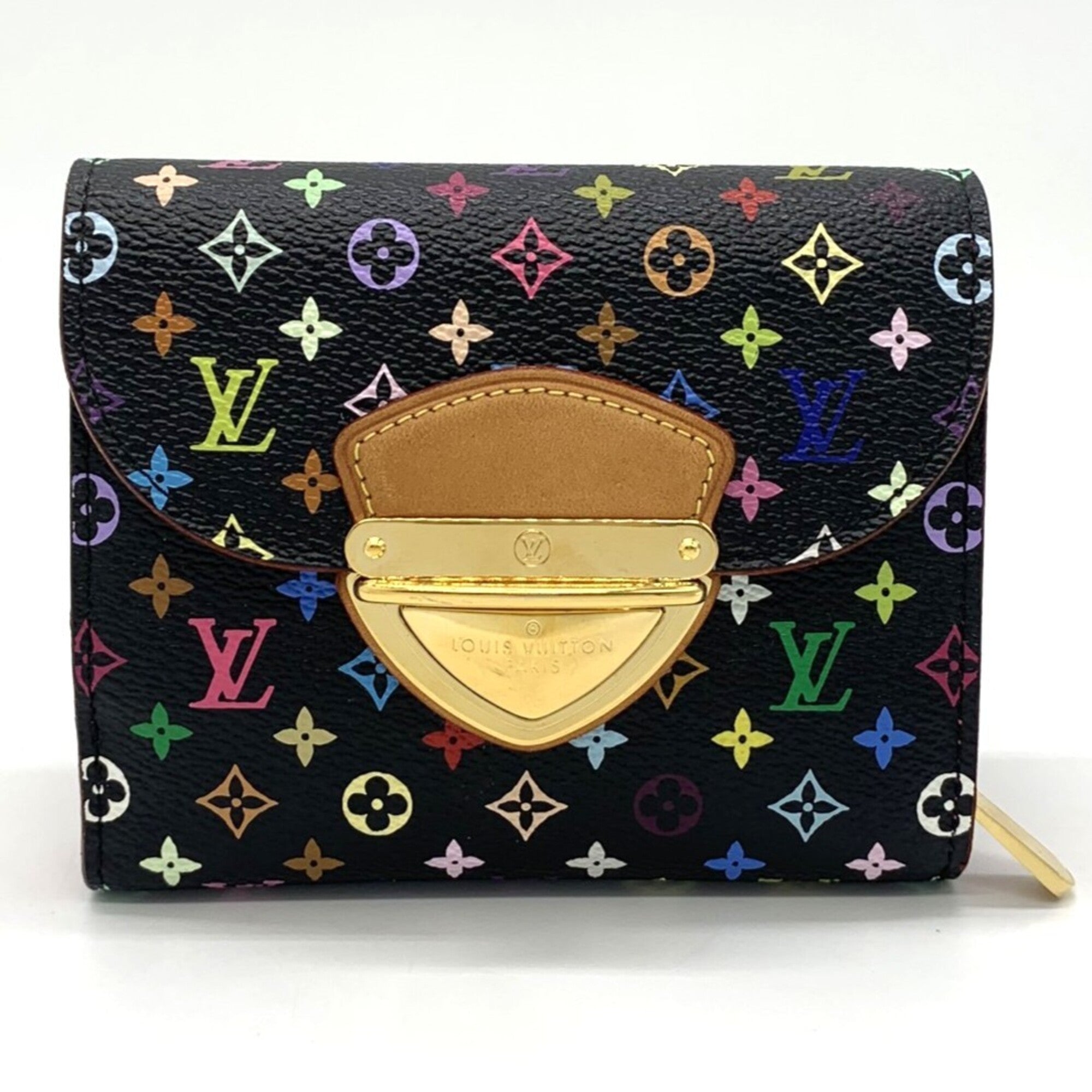 Louis Vuitton Black Monogram Multicolore Wallet (Tri-Fold) (Pre-Owned)