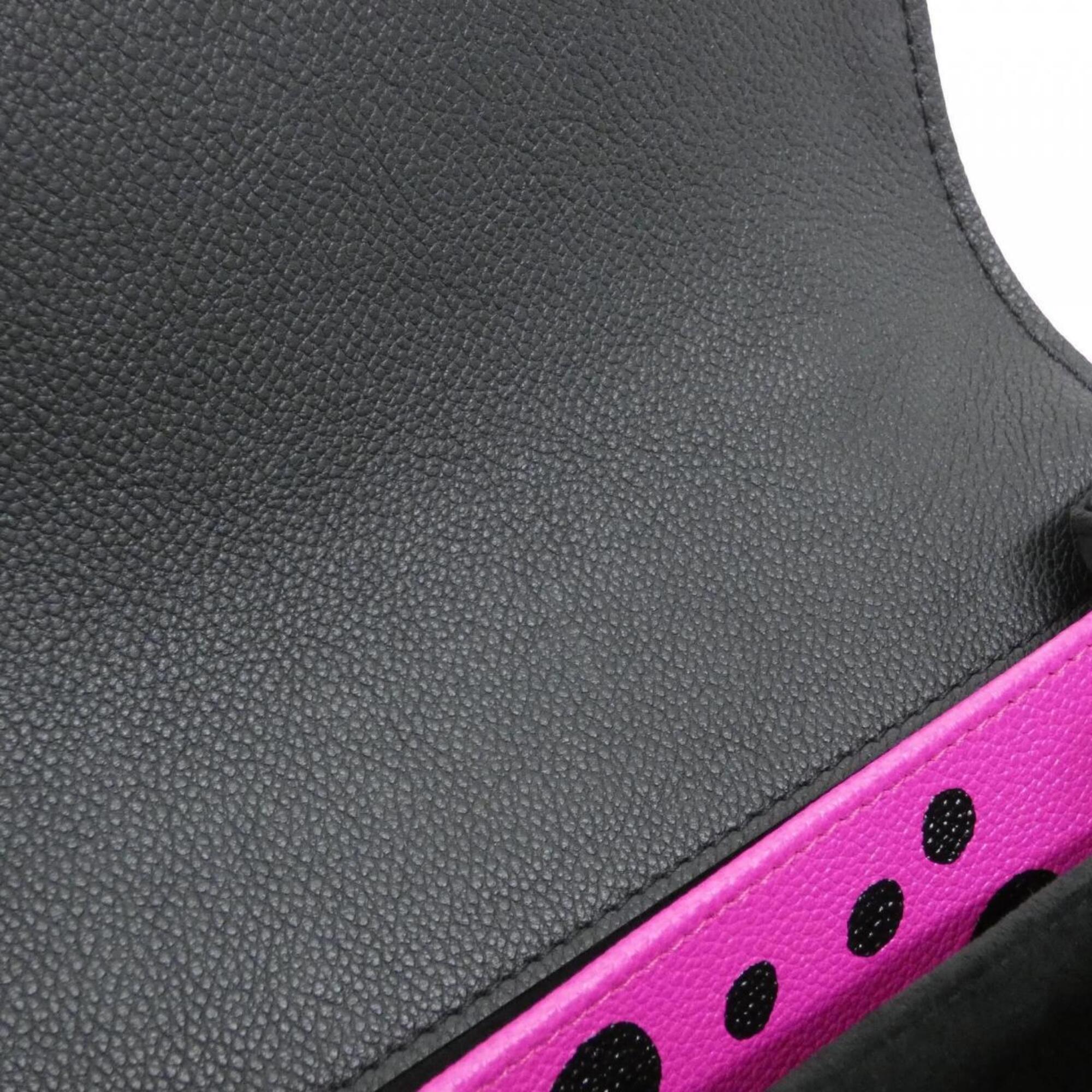 Louis Vuitton Black Fuchsia Leather Handbag Pochette (Pre-Owned)