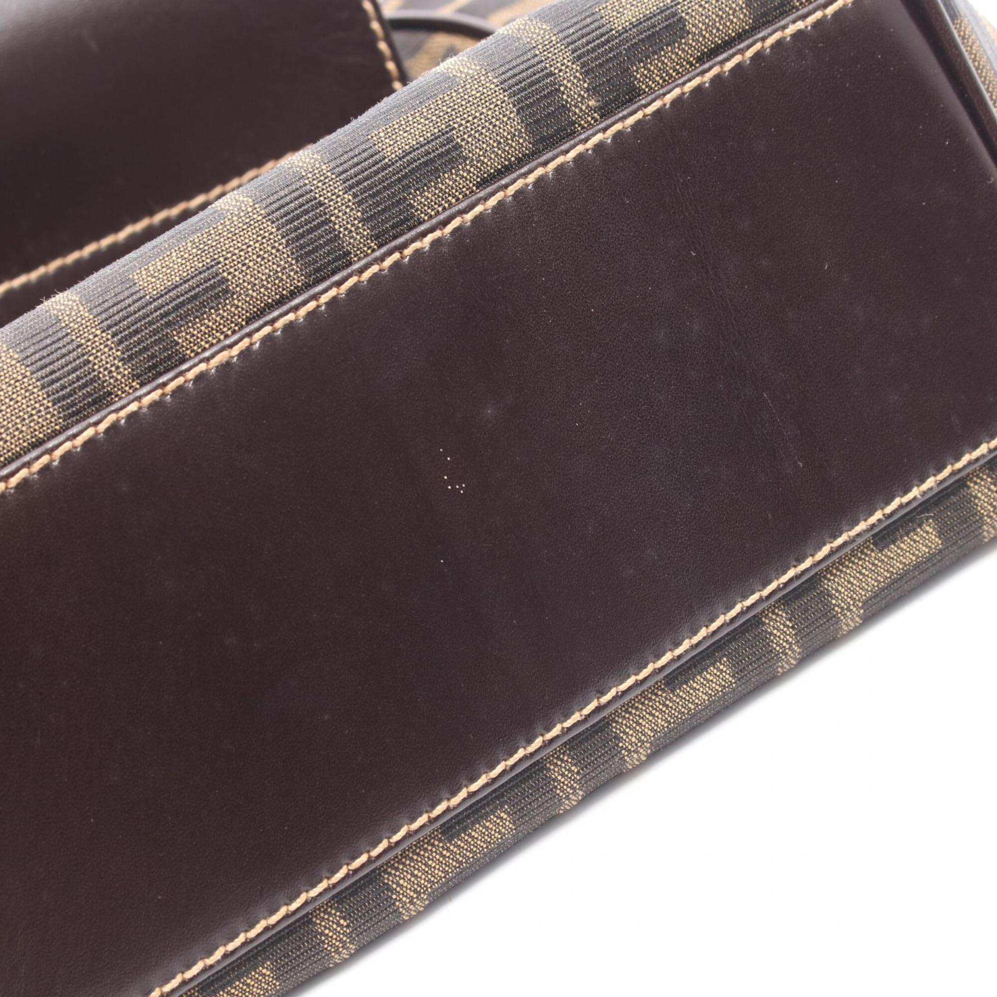 Fendi Brown Canvas Leather Handbag Shoulder Bag (Pre-Owned)