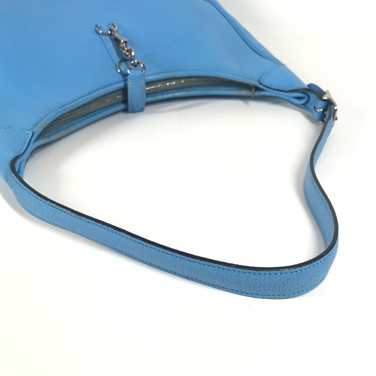 Hermes Trim Blue Leather Shoulder Bag Tote Bag (Pre-Owned)