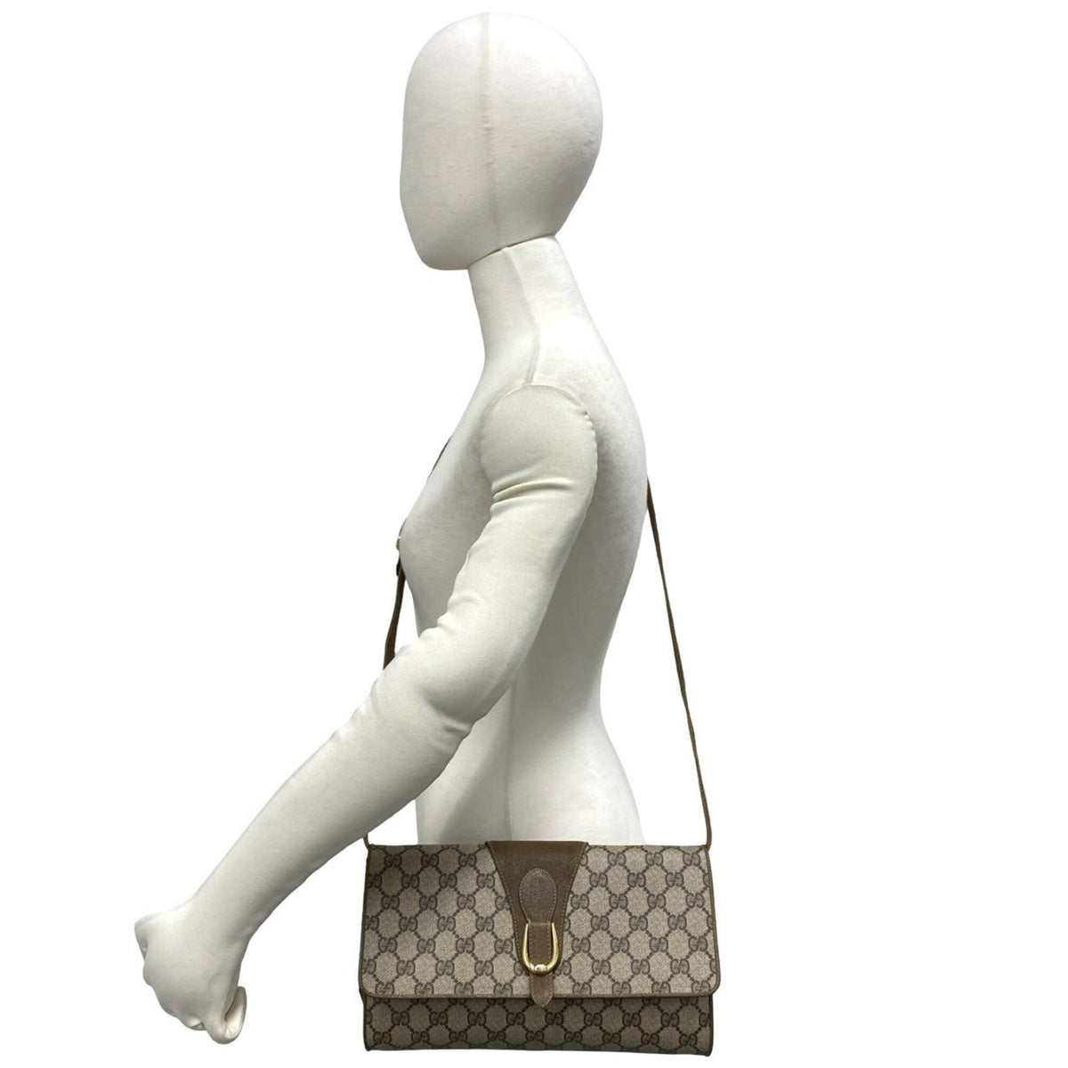 Gucci Brown Leather Pvc Pochette Shoulder Bag (Pre-Owned)