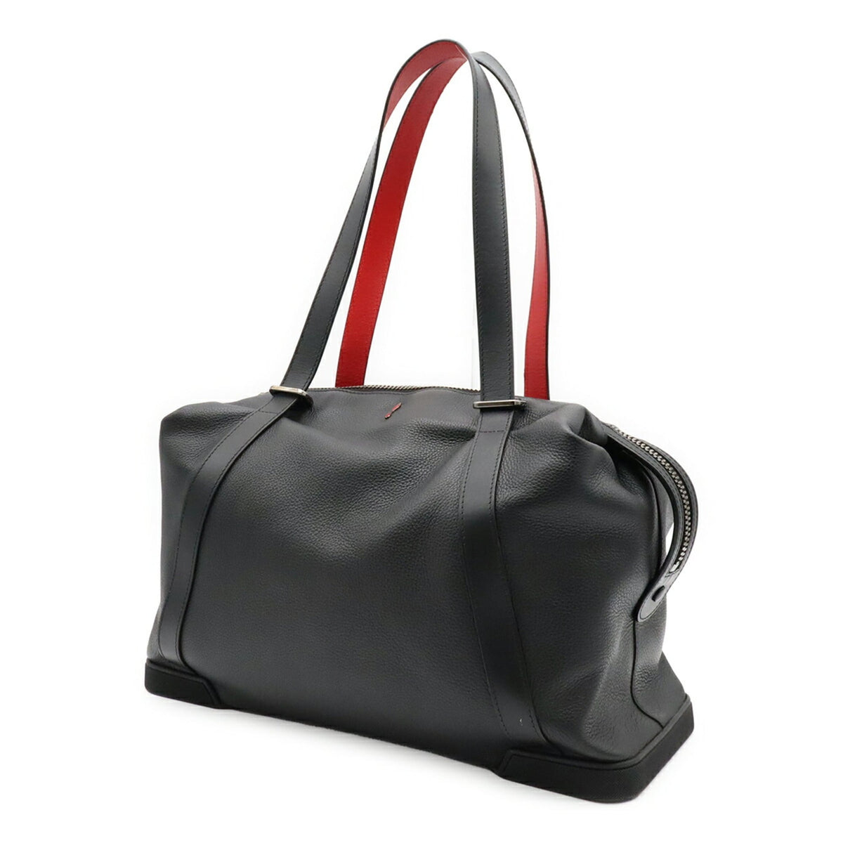Christian Louboutin Black Red Color Leather Boston Bag Shoulder Bag (Pre-Owned)