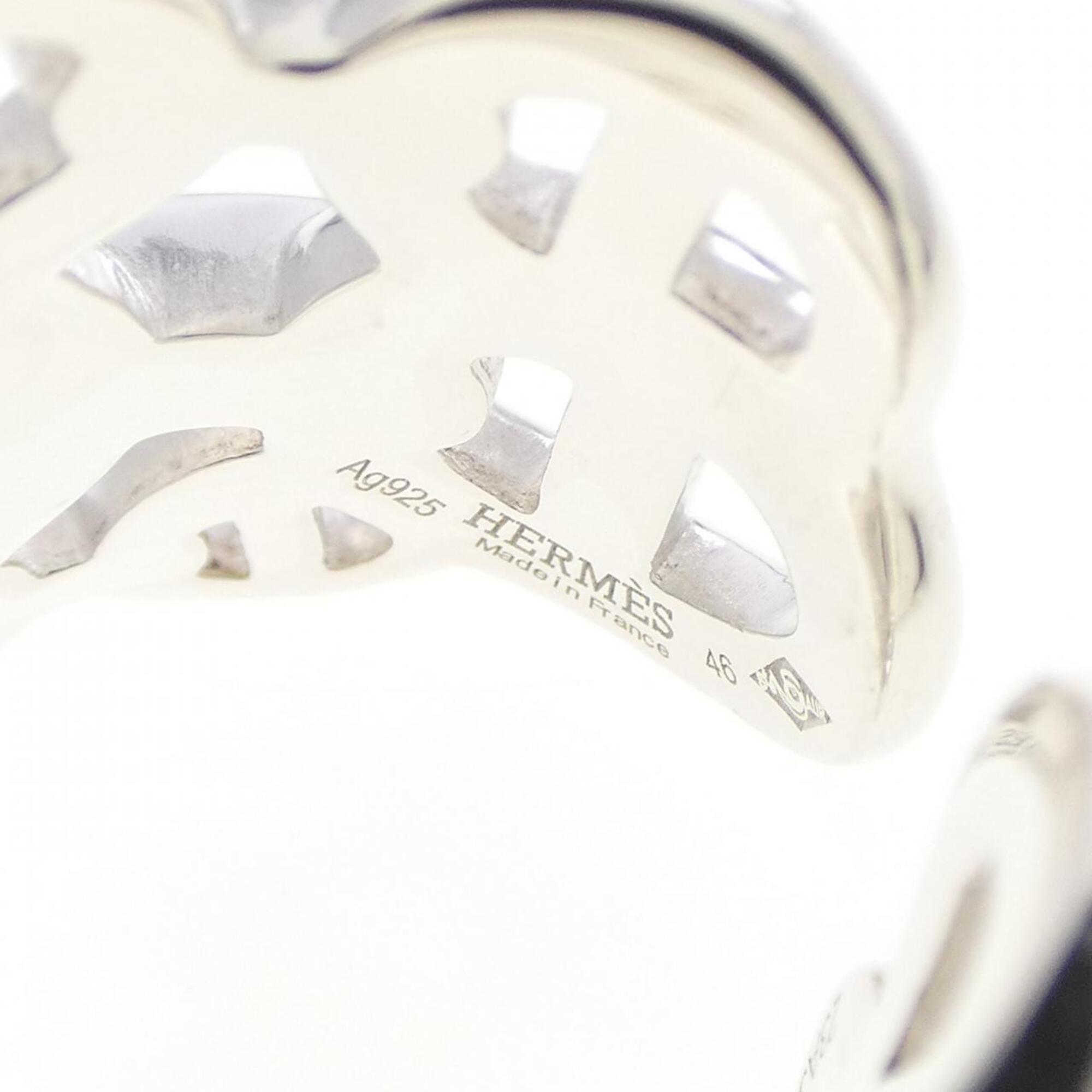 Hermes Silver Silver 925 Band Ring (Pre-Owned)