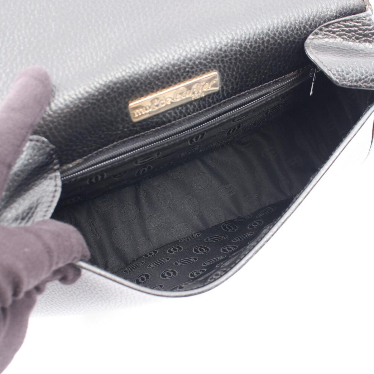 Cartier Black Leather Handbag Shoulder Bag (Pre-Owned)