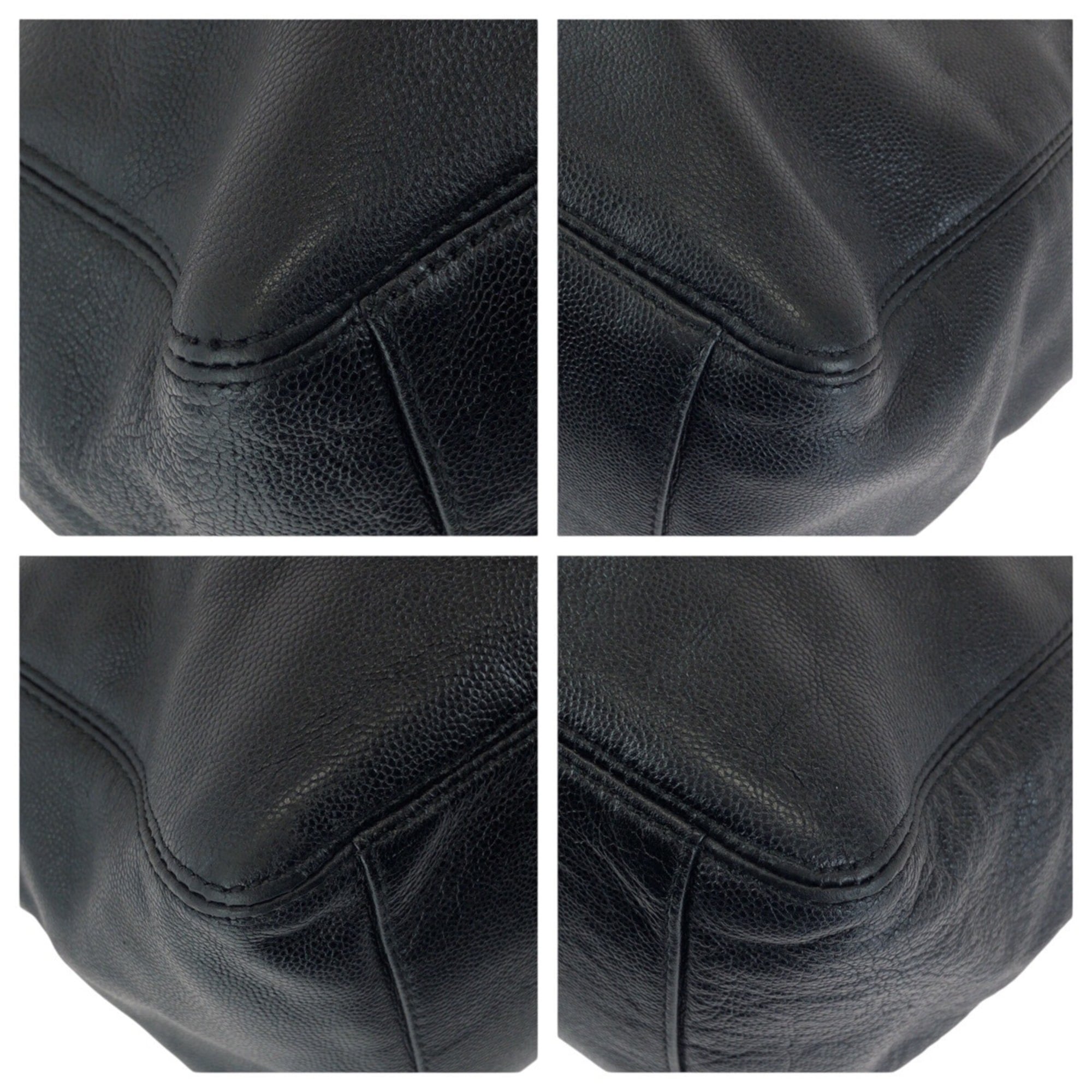 Chanel Black Grained Calfskin Shoulder Bag Tote Bag (Pre-Owned)
